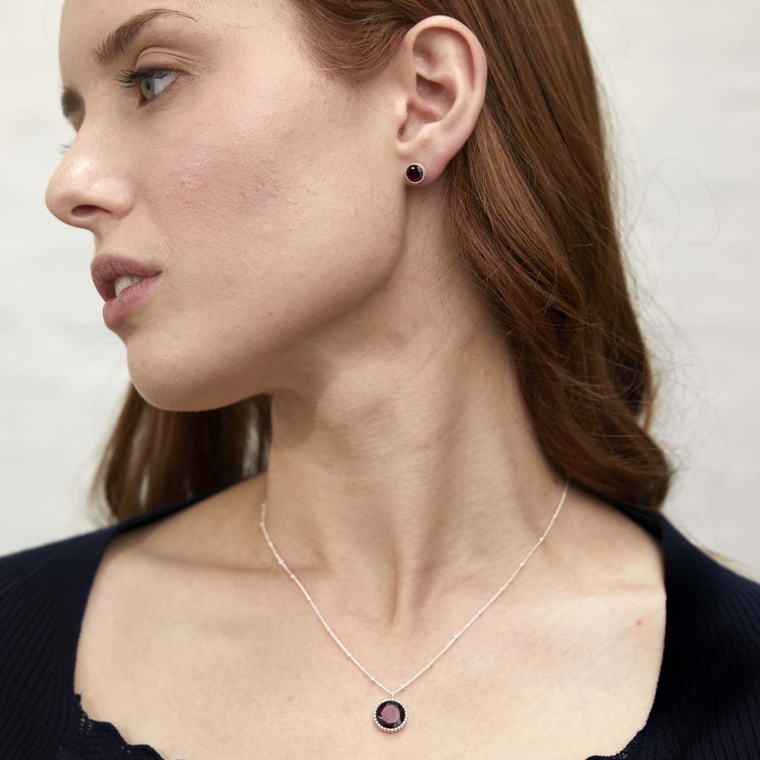 Barcelona Sterling Silver Birthstone Stud Earrings