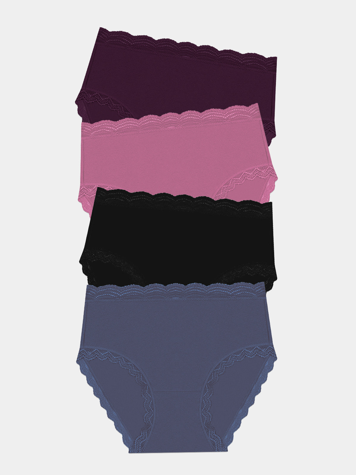 High Rise Knicker Four Pack - Black Cherry
