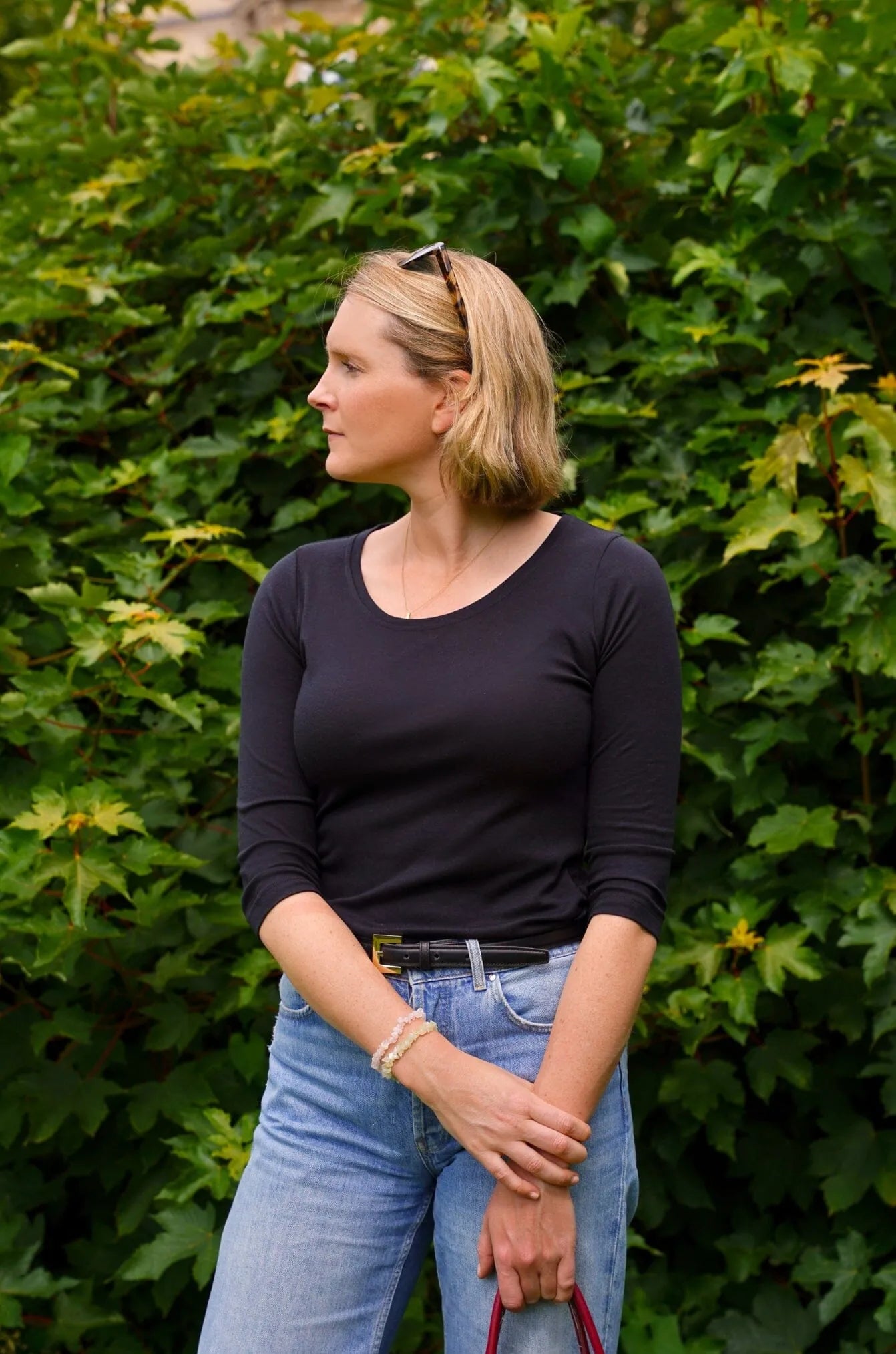 3/4 Sleeve Scoop Neck Cotton Modal Blend T-Shirt