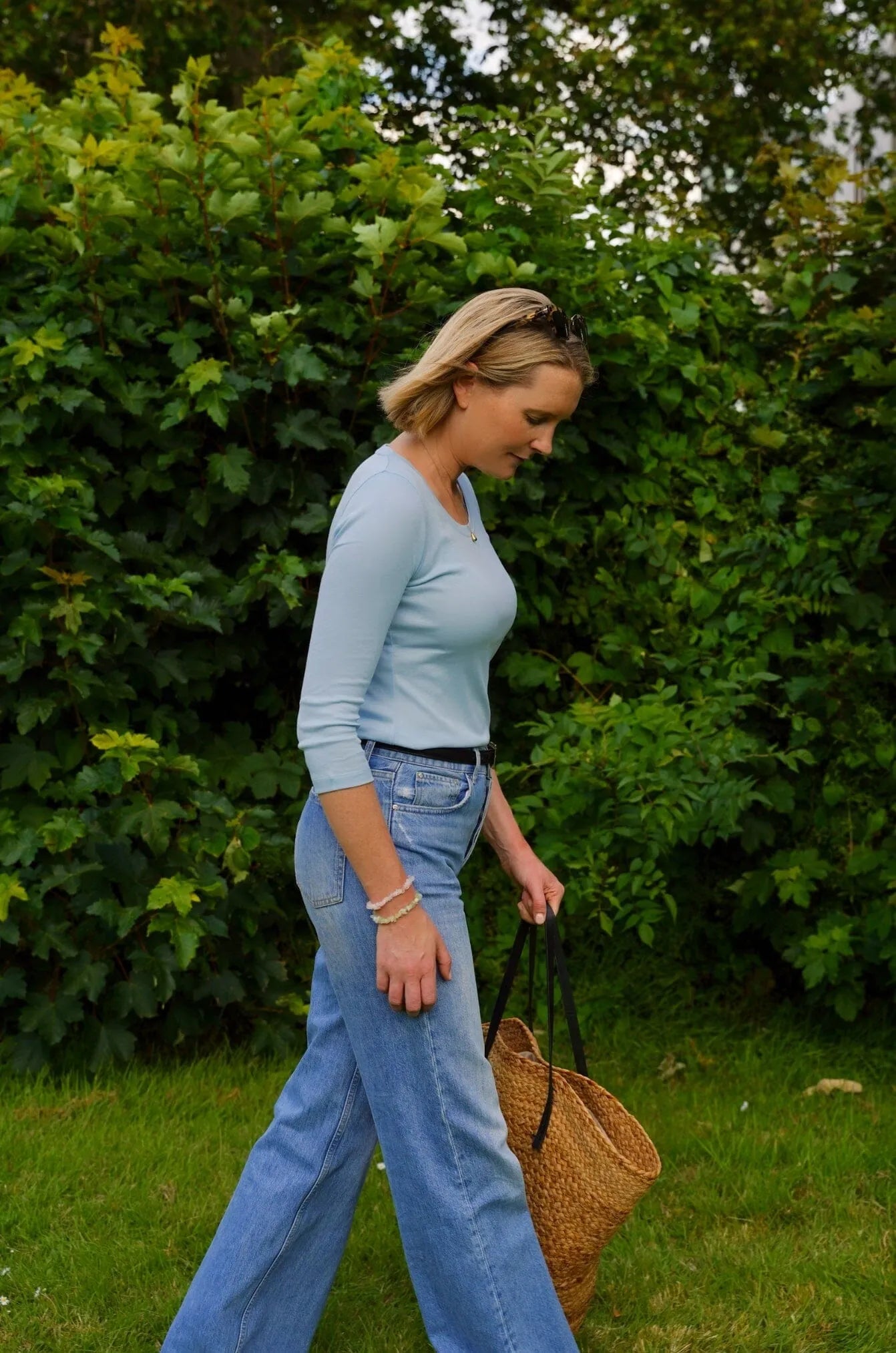 3/4 Sleeve Scoop Neck Cotton Modal Blend T-Shirt