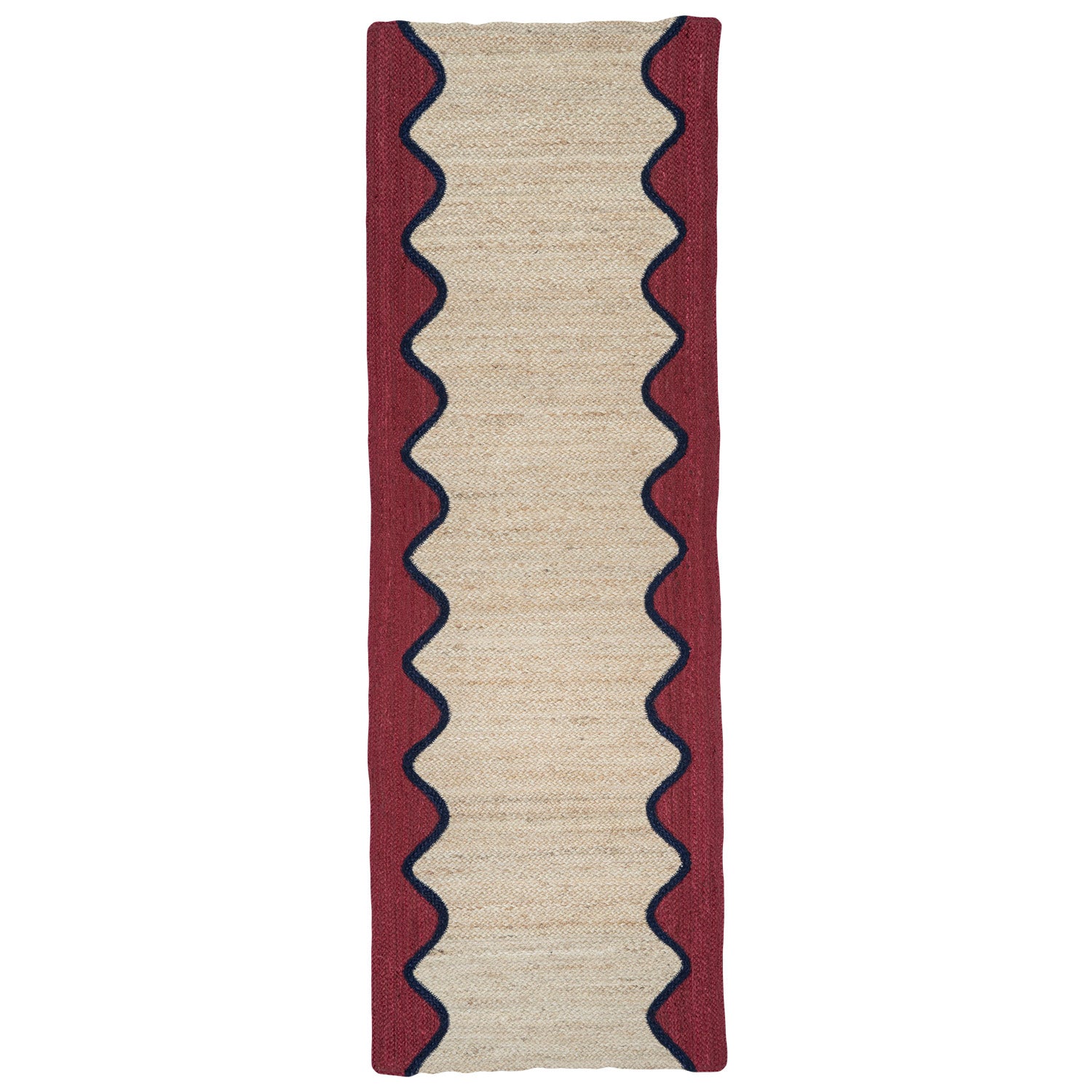 Burgundy Wave Jute Rug