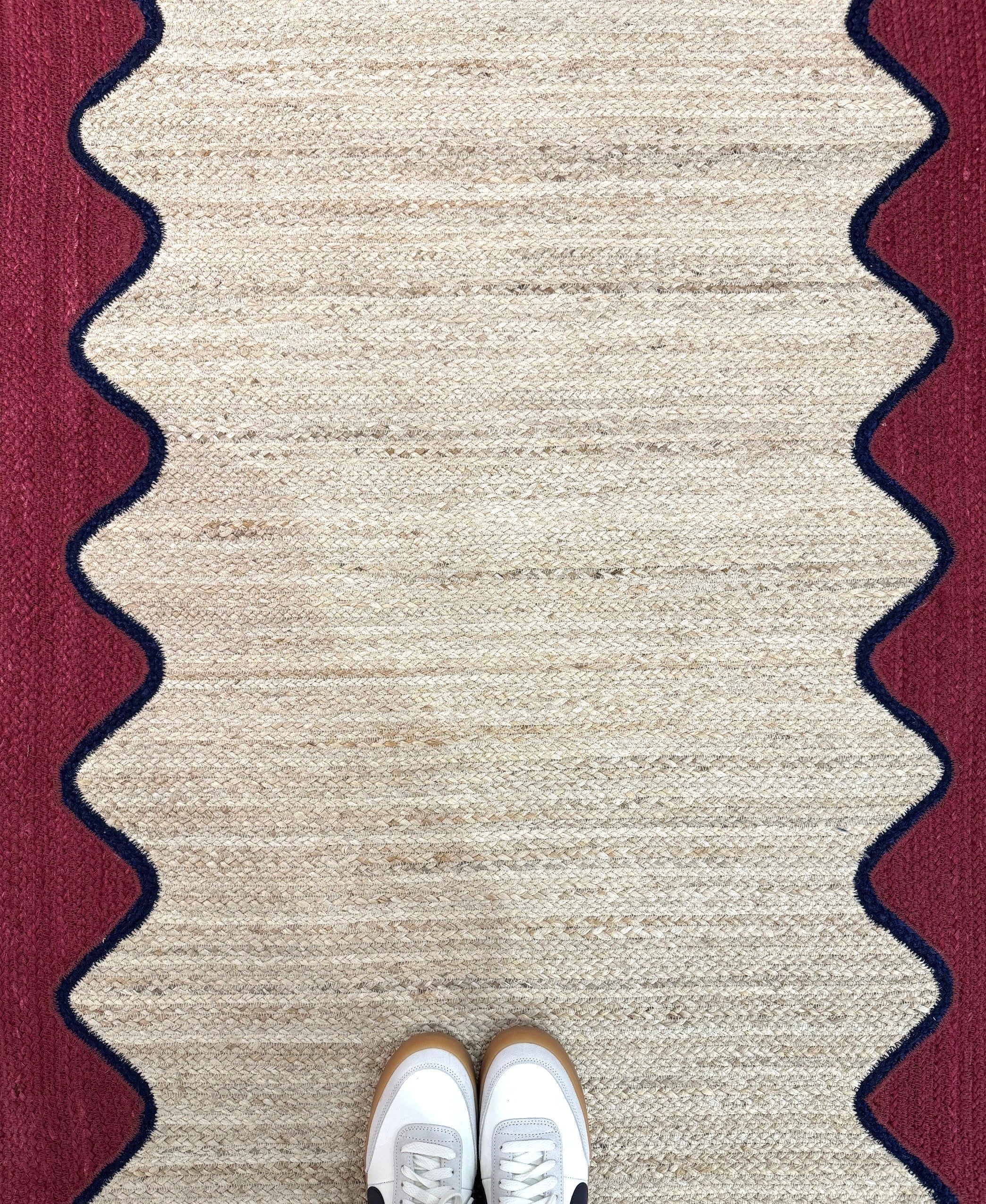 Burgundy Wave Jute Rug