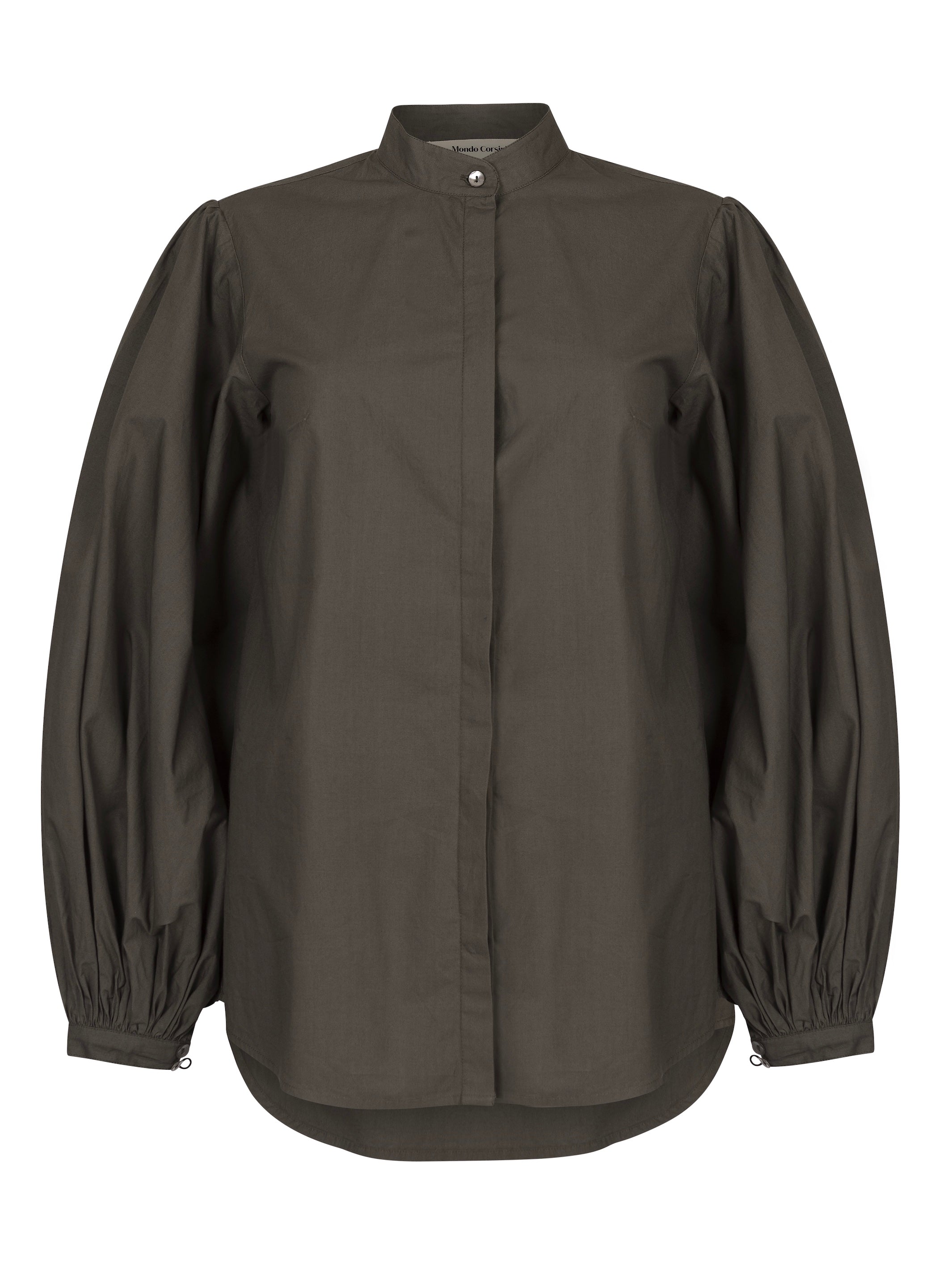 Maia - Dark Khaki Poplin Blouse