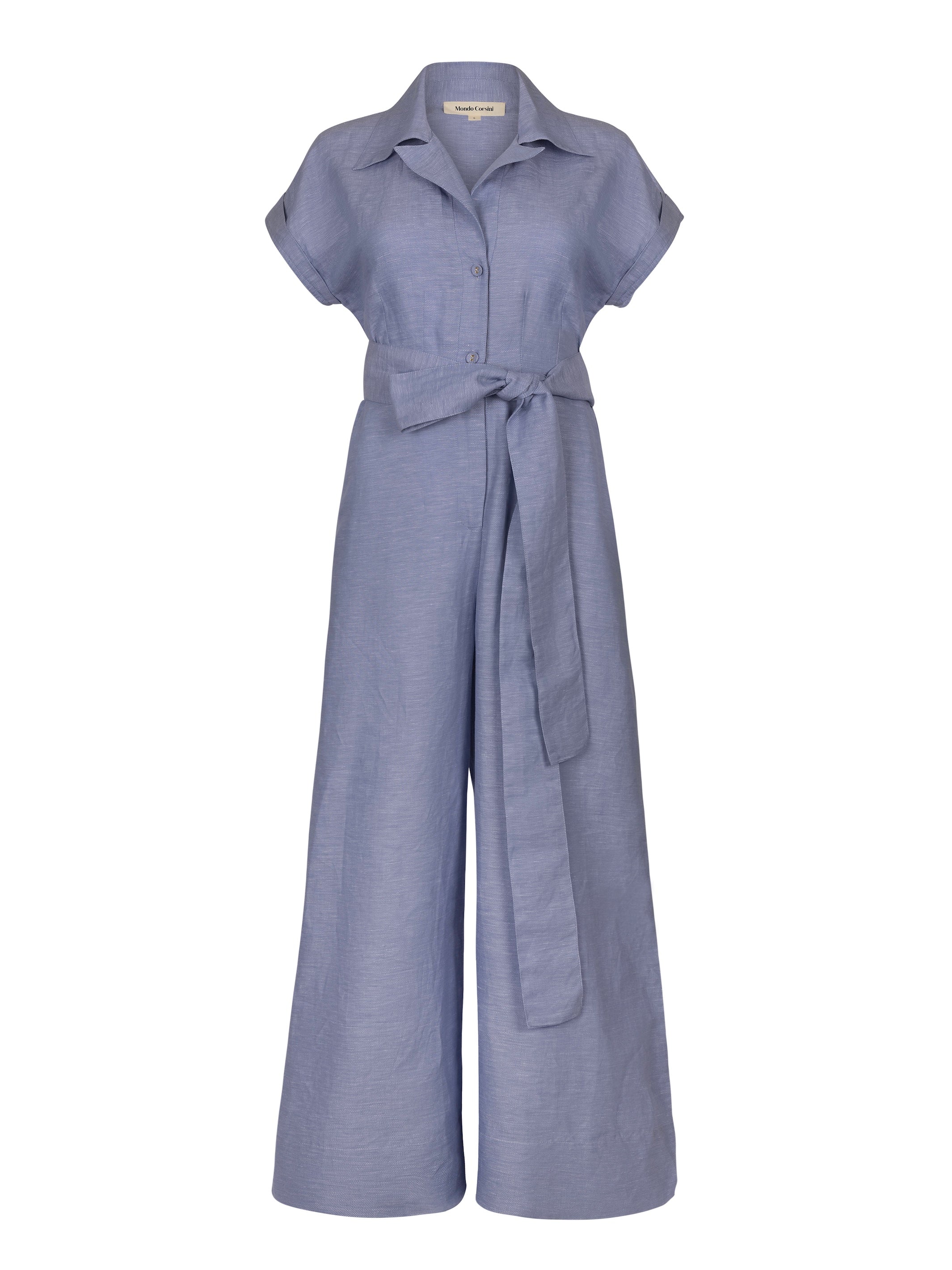 TERESA - Blue Linen Chambray Jumpsuit
