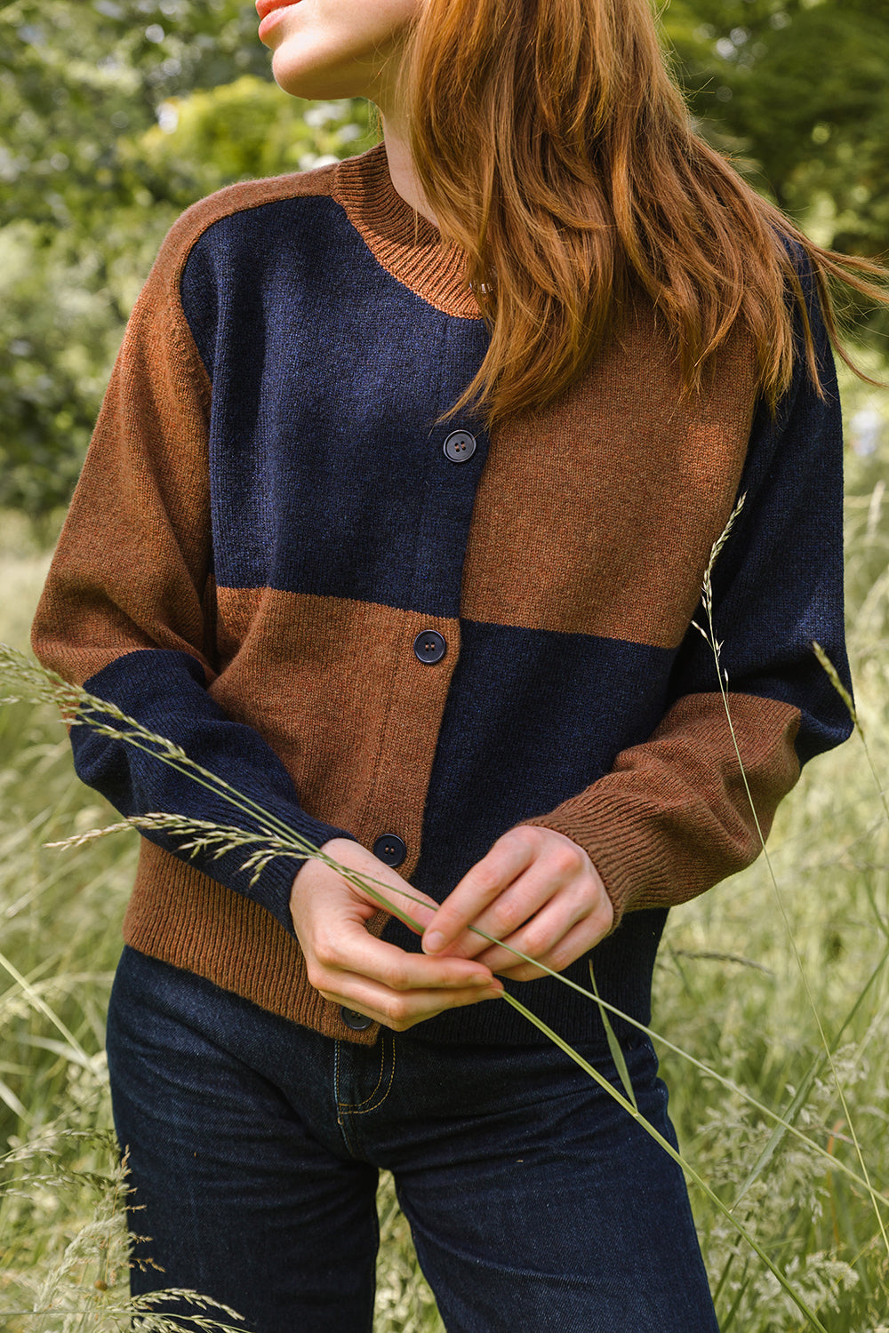 Check Cardigan - Suede