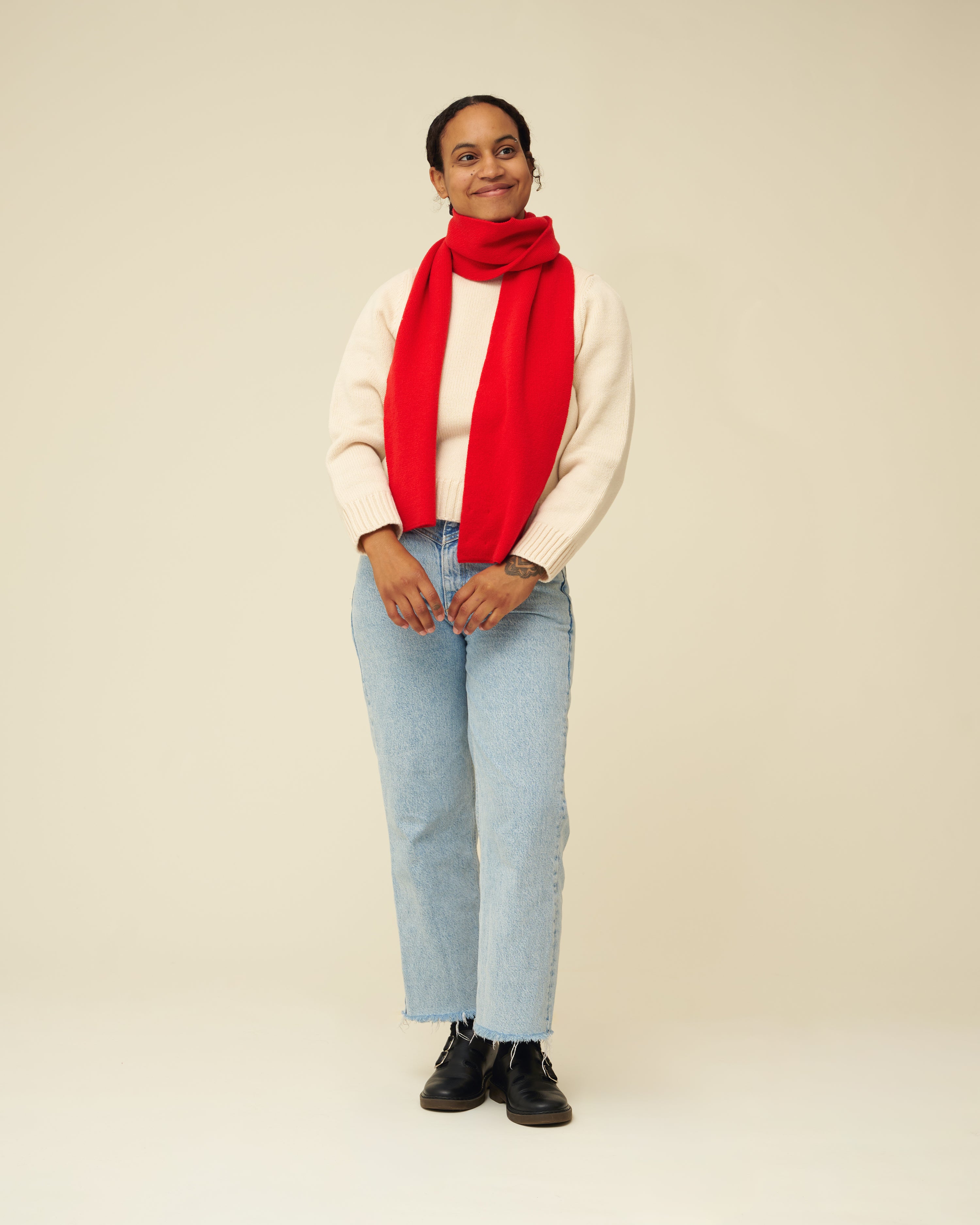 Merino Lambswool Scarf - Poppy Red (Knitted-to-Order)