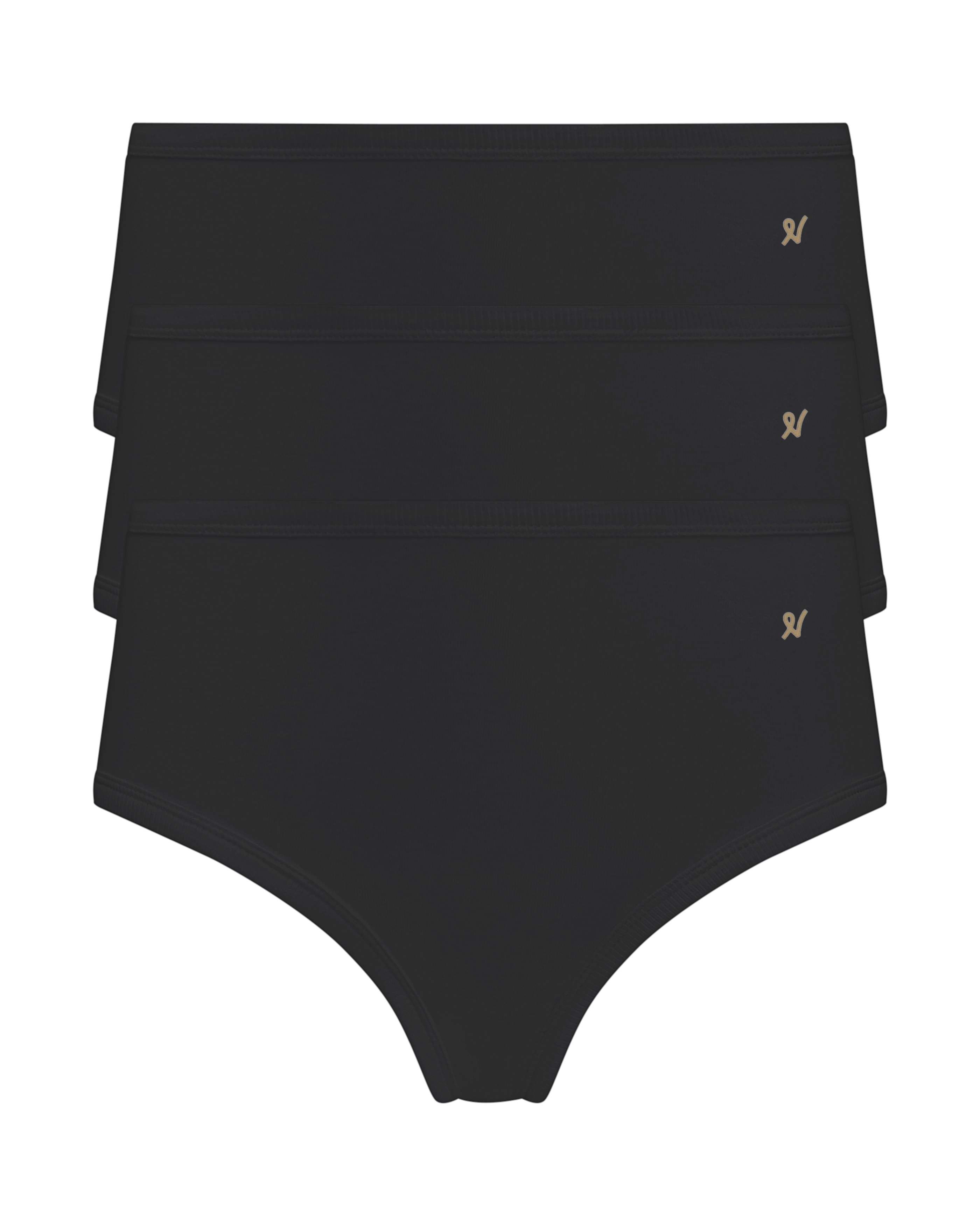 The Organic Cotton Midi Brief 3 Pack - Black