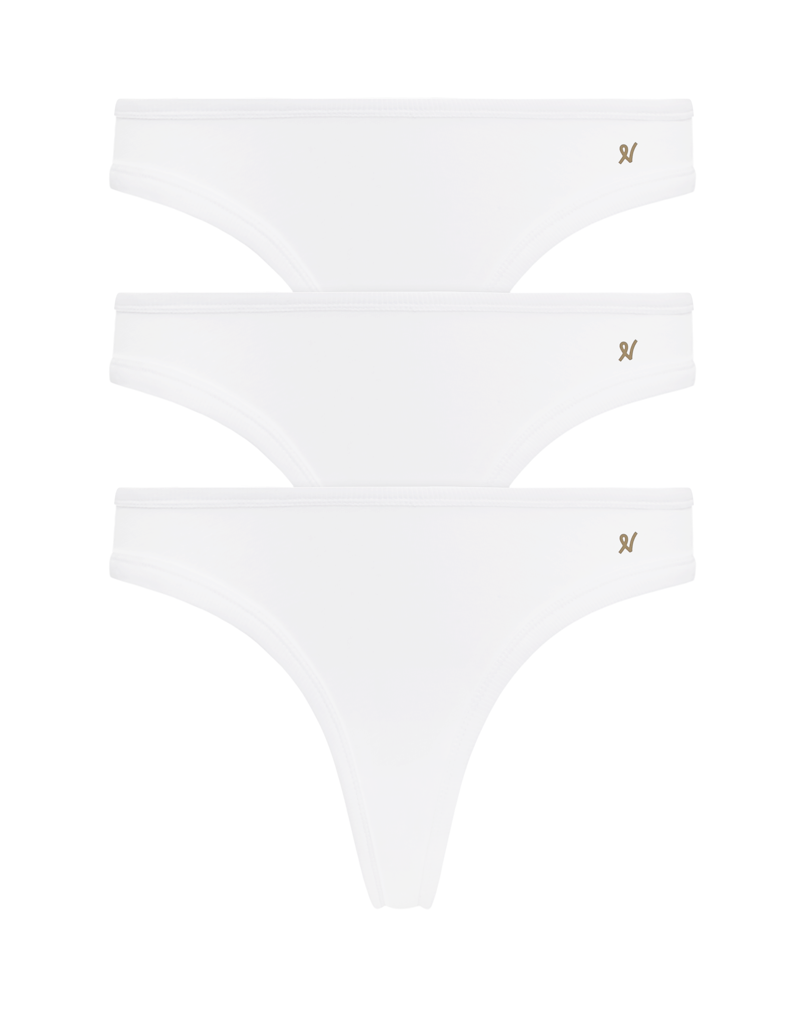 The Organic Cotton Dipped Thong 3 Pack - Cotton White