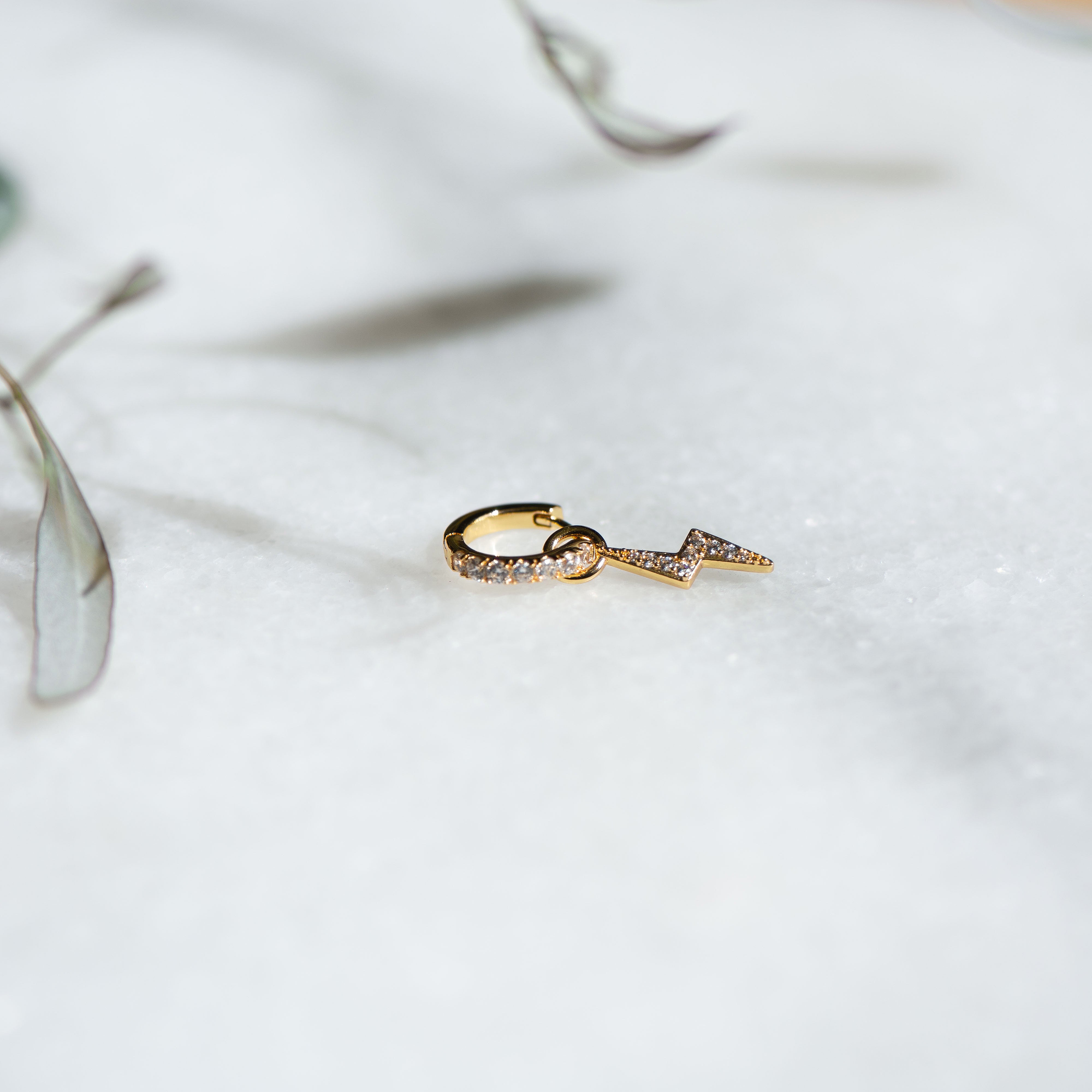 Crystal Charm Hoop in Gold