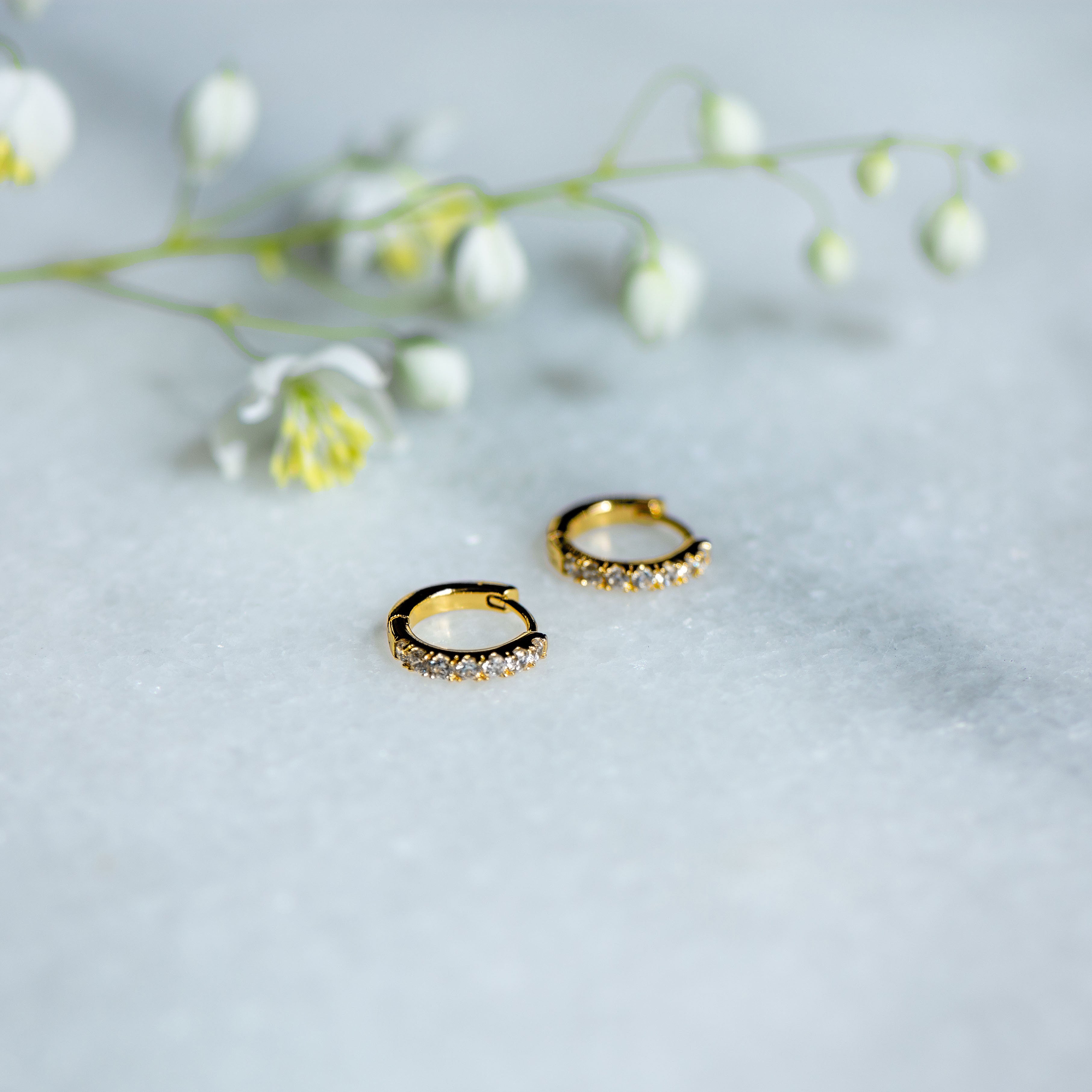 Crystal Charm Hoop in Gold