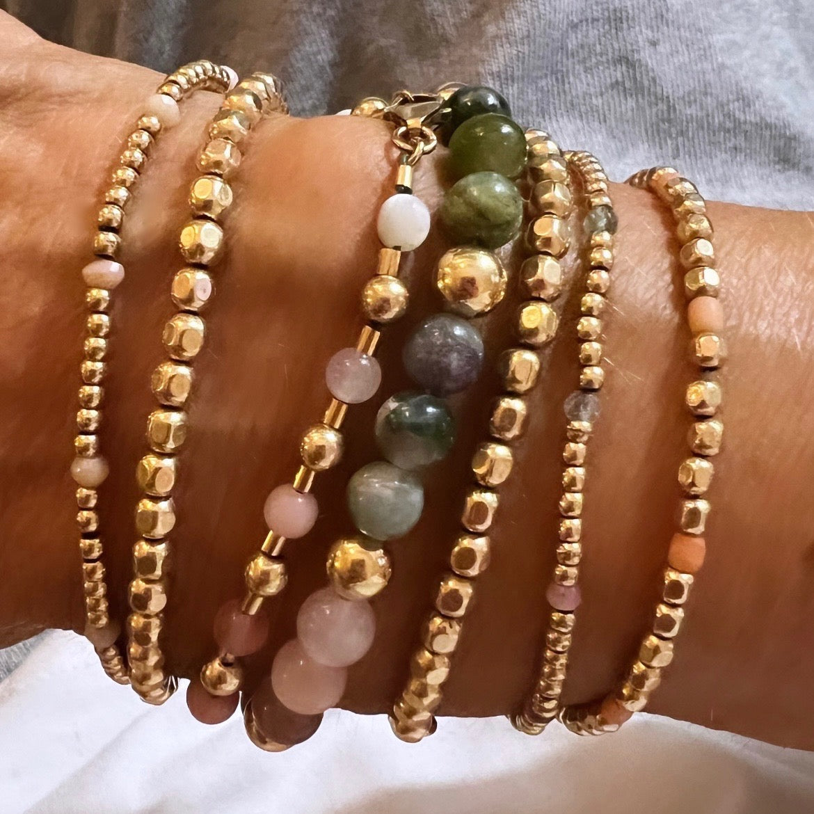 Tourmaline & Gold Bubblegum Bracelet