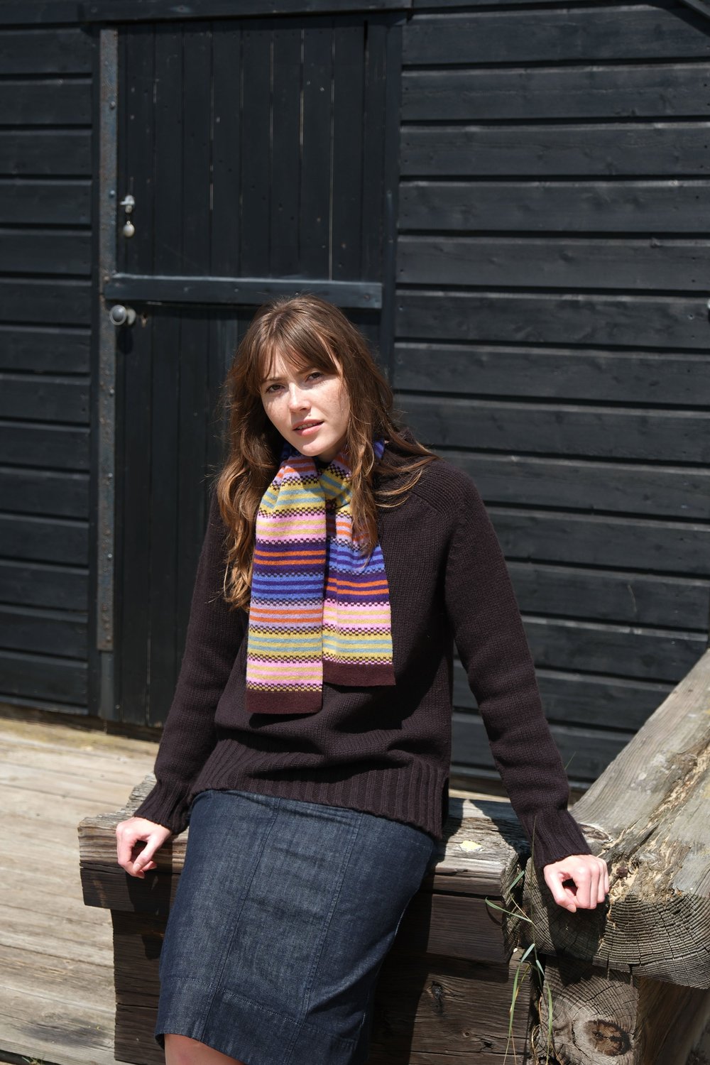 Small Striped Scarf in Quartz Colours