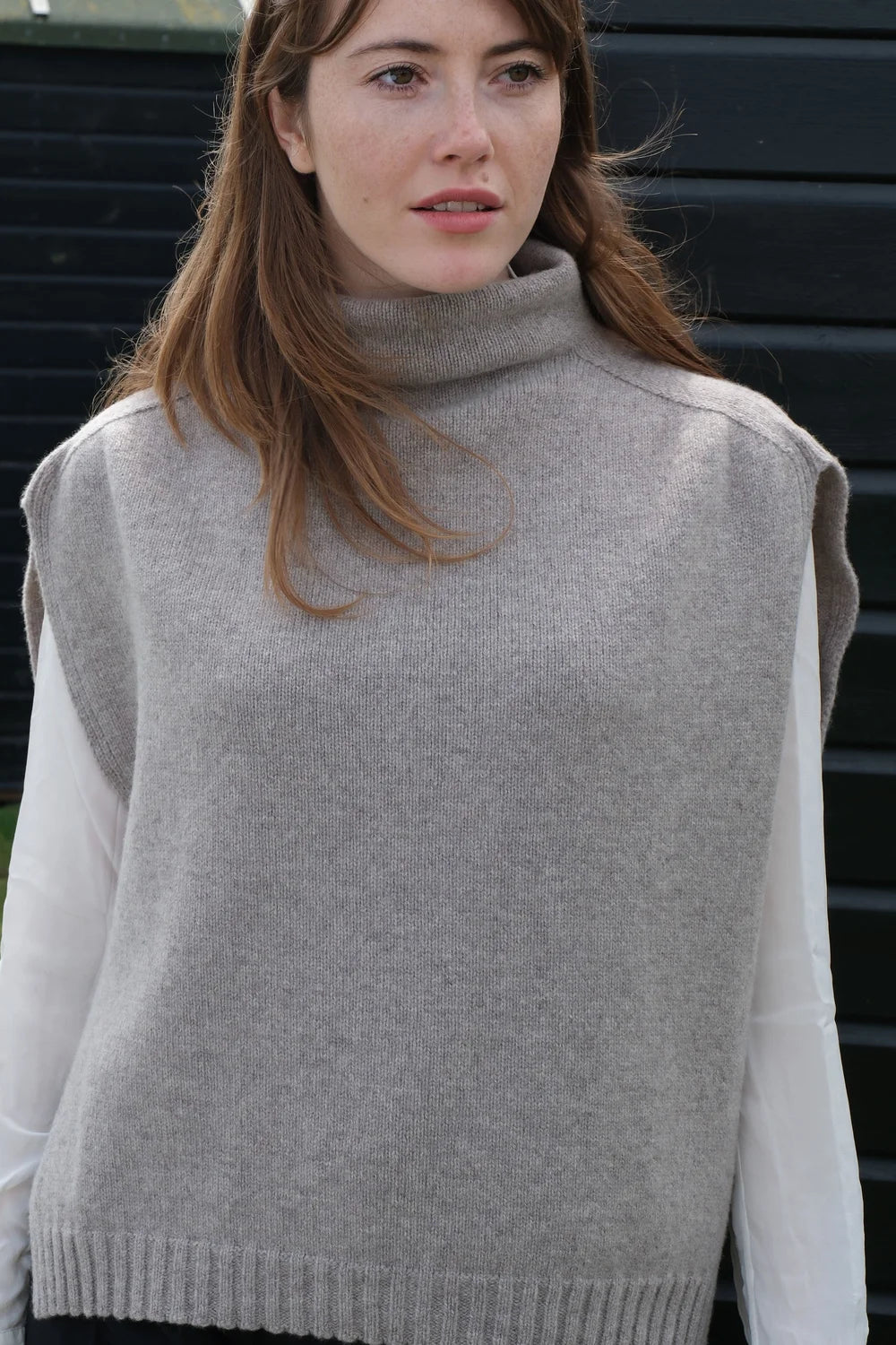 Funnel Neck Poncho in Tawney