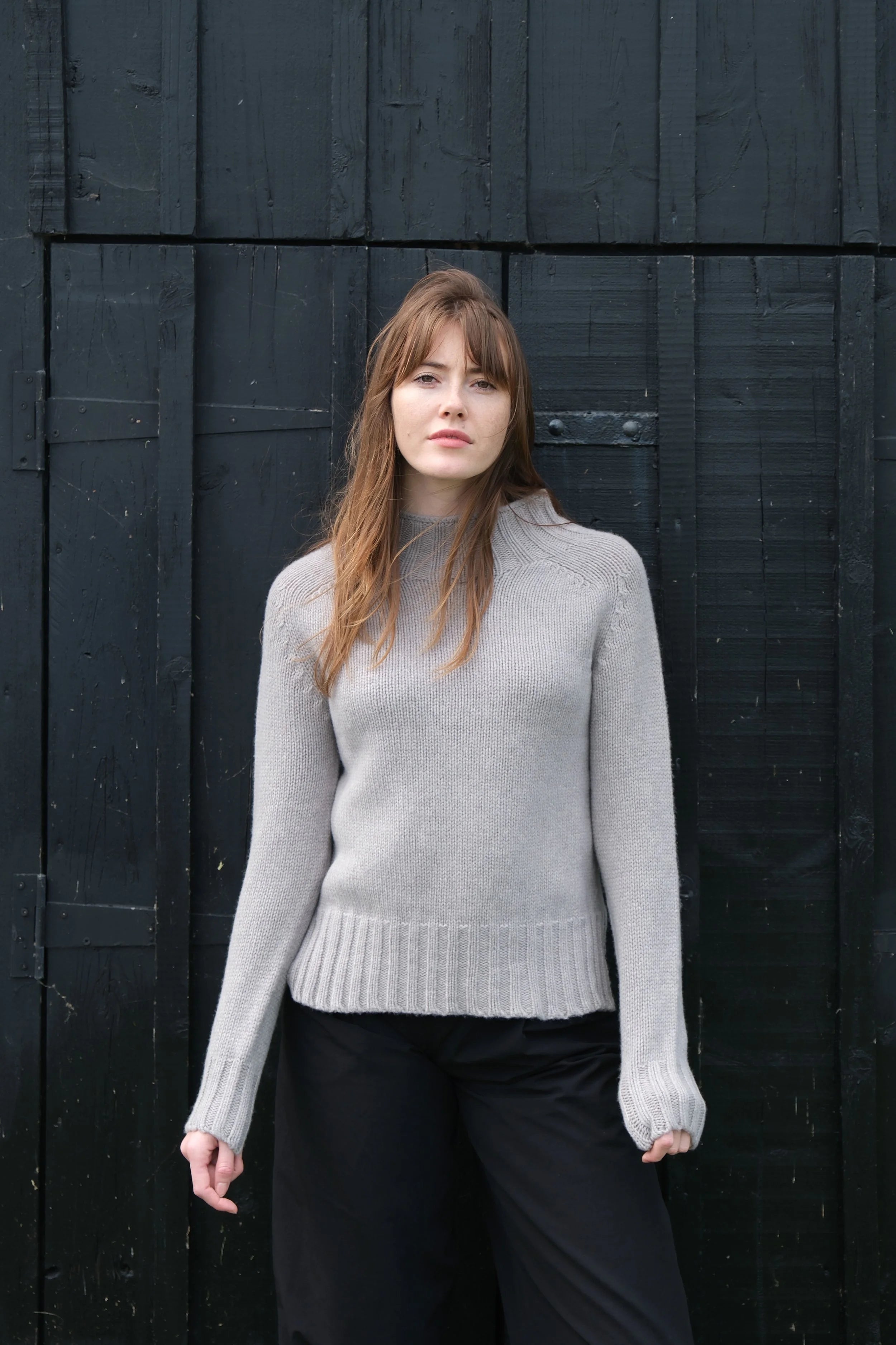 Chunky Swing Sweater With Split Hem in Drift