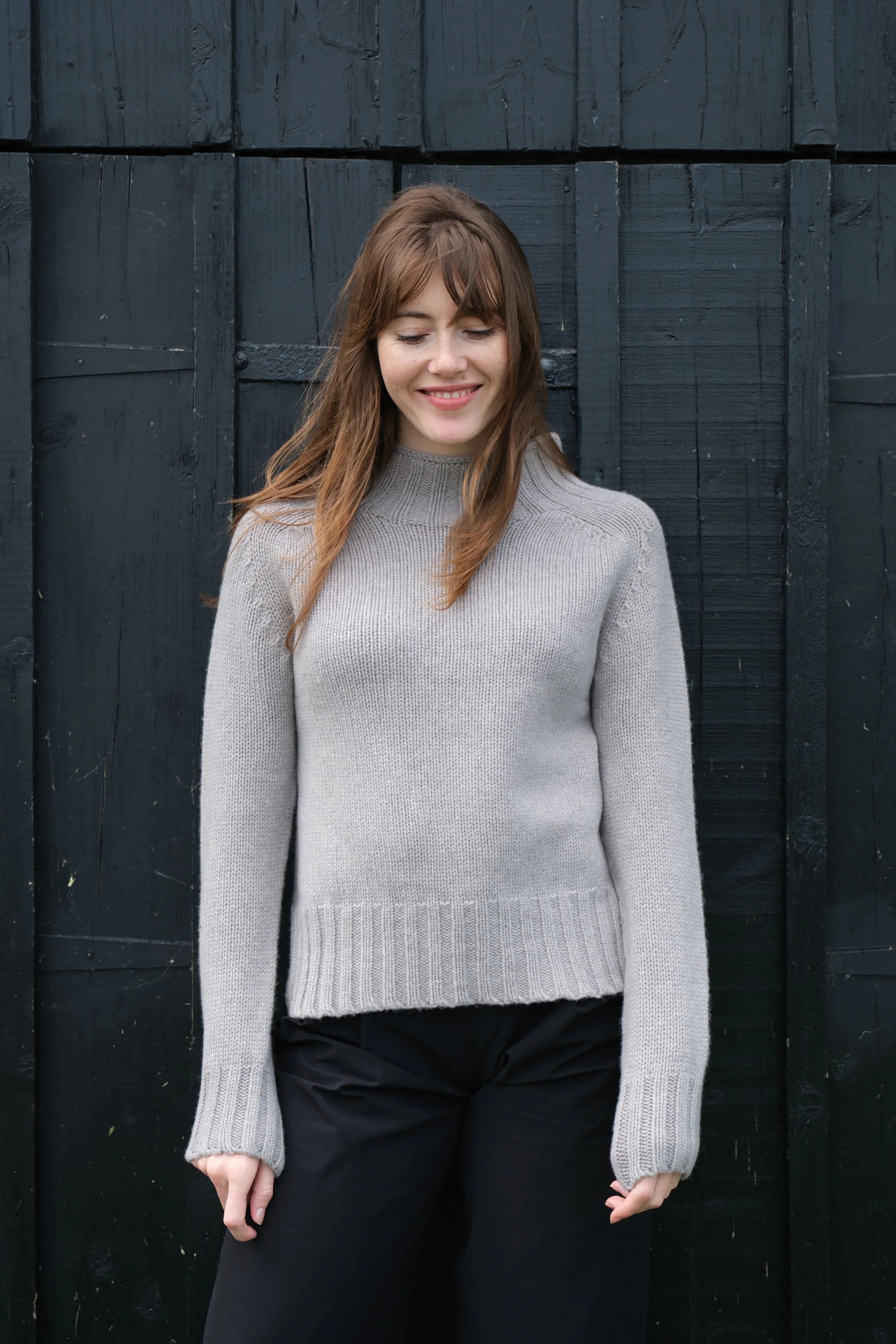 Chunky Swing Sweater With Split Hem in Drift