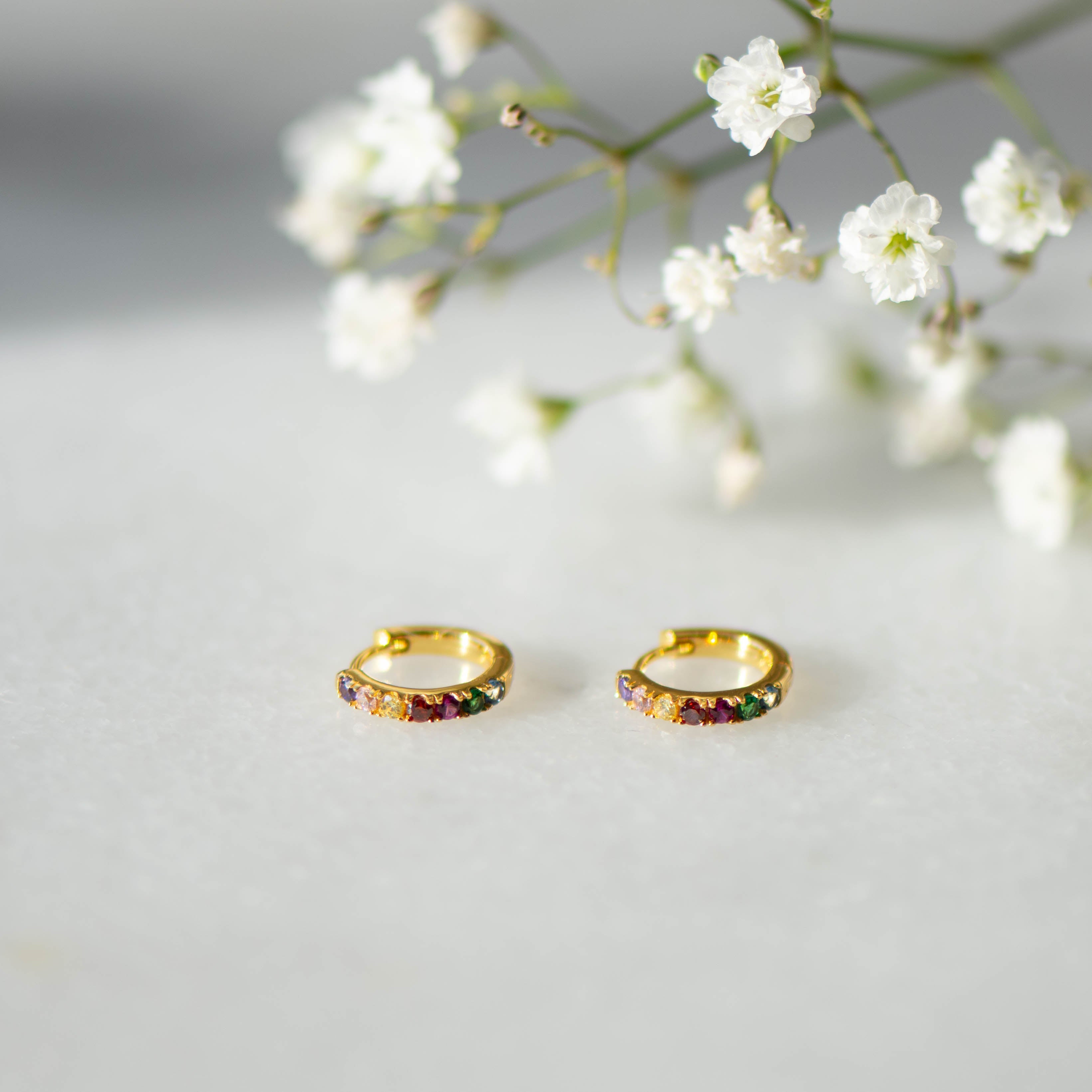 Rainbow Huggie Hoops