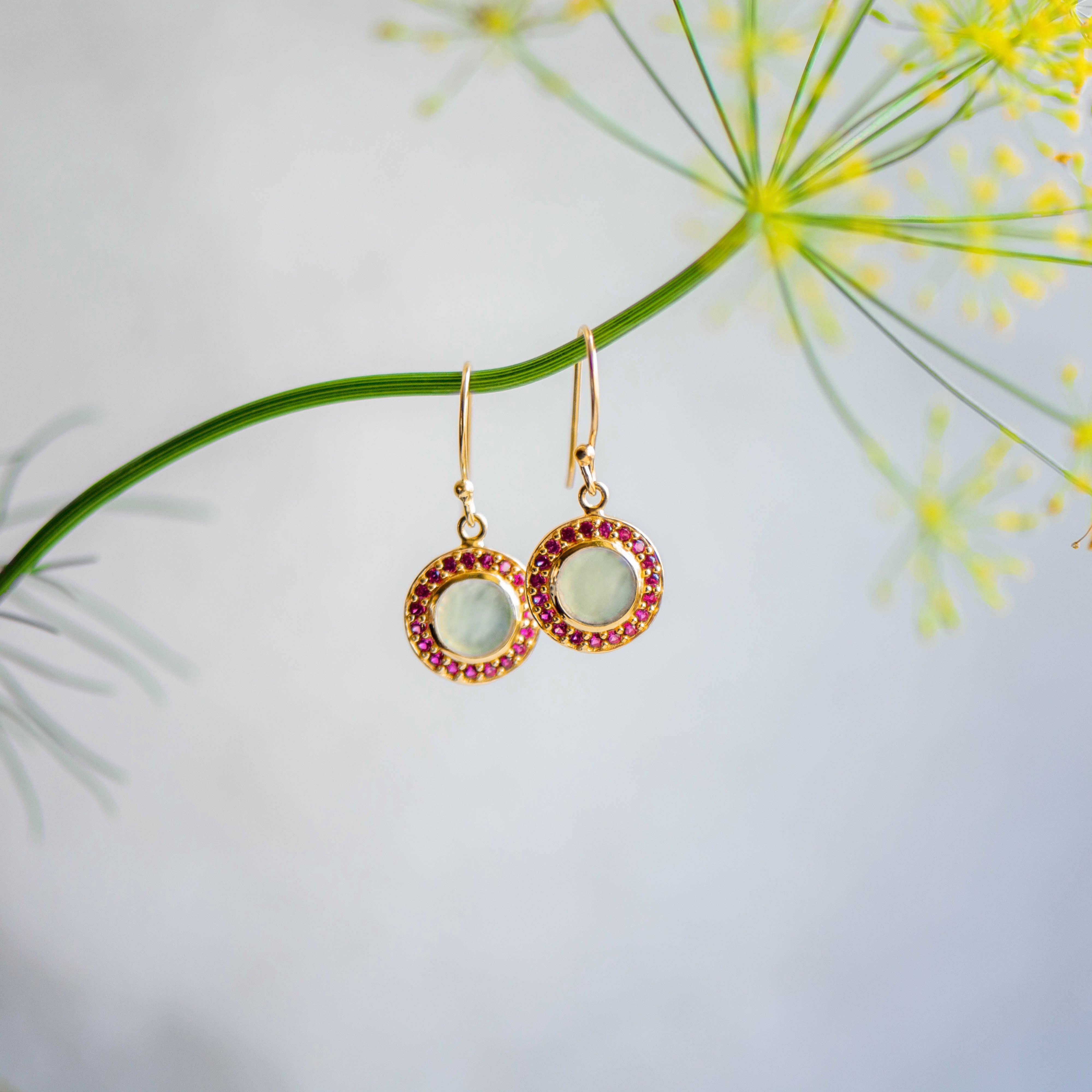 Carousel Drops in Aqua Chalcedony and Ruby Zirconia