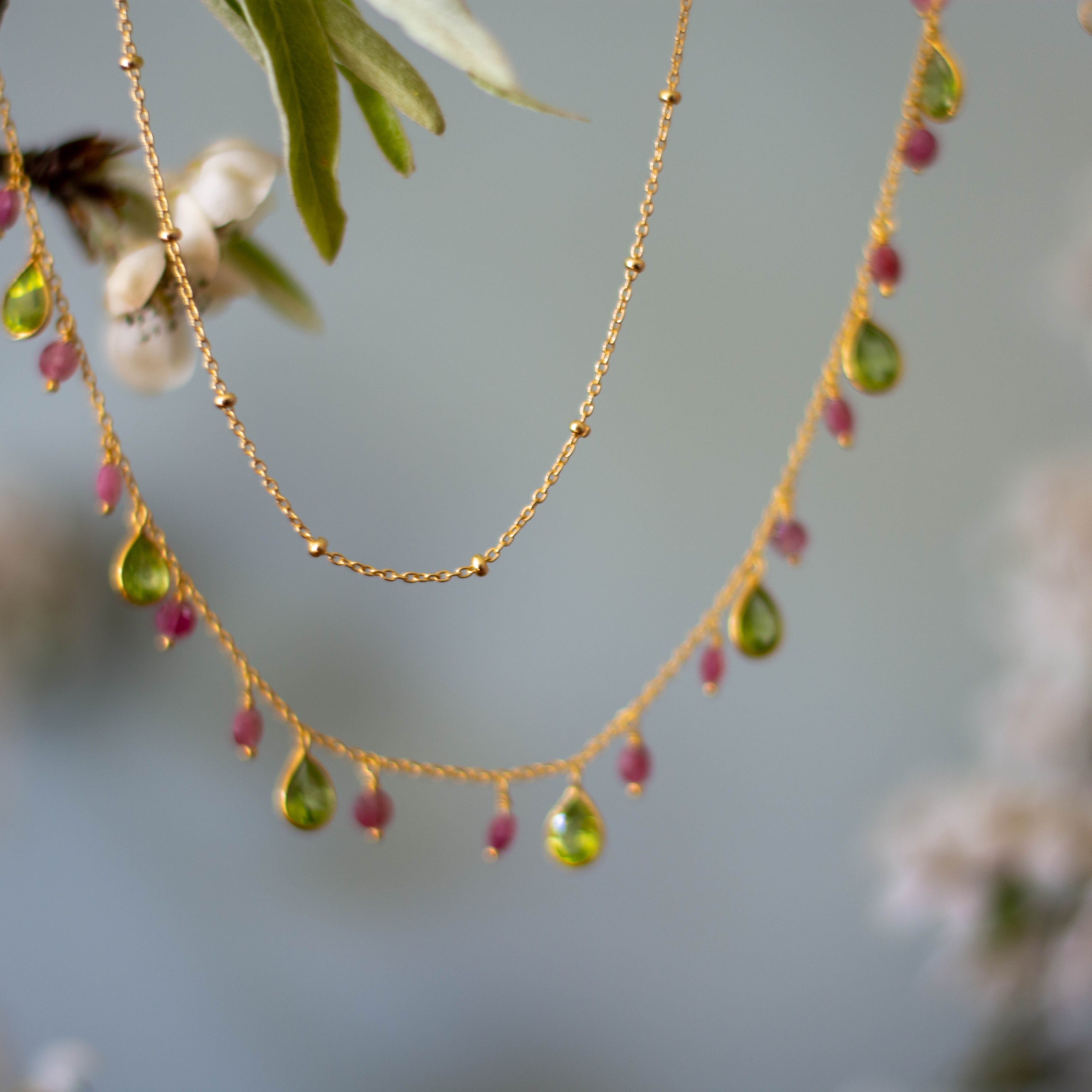 Kiki Necklace in Peridot and Pink Tourmaline