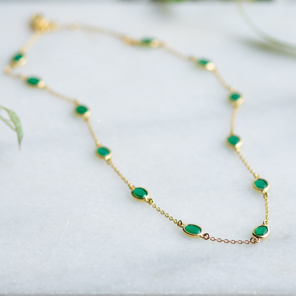 Marilyn Necklace in Gold with Green Onyx