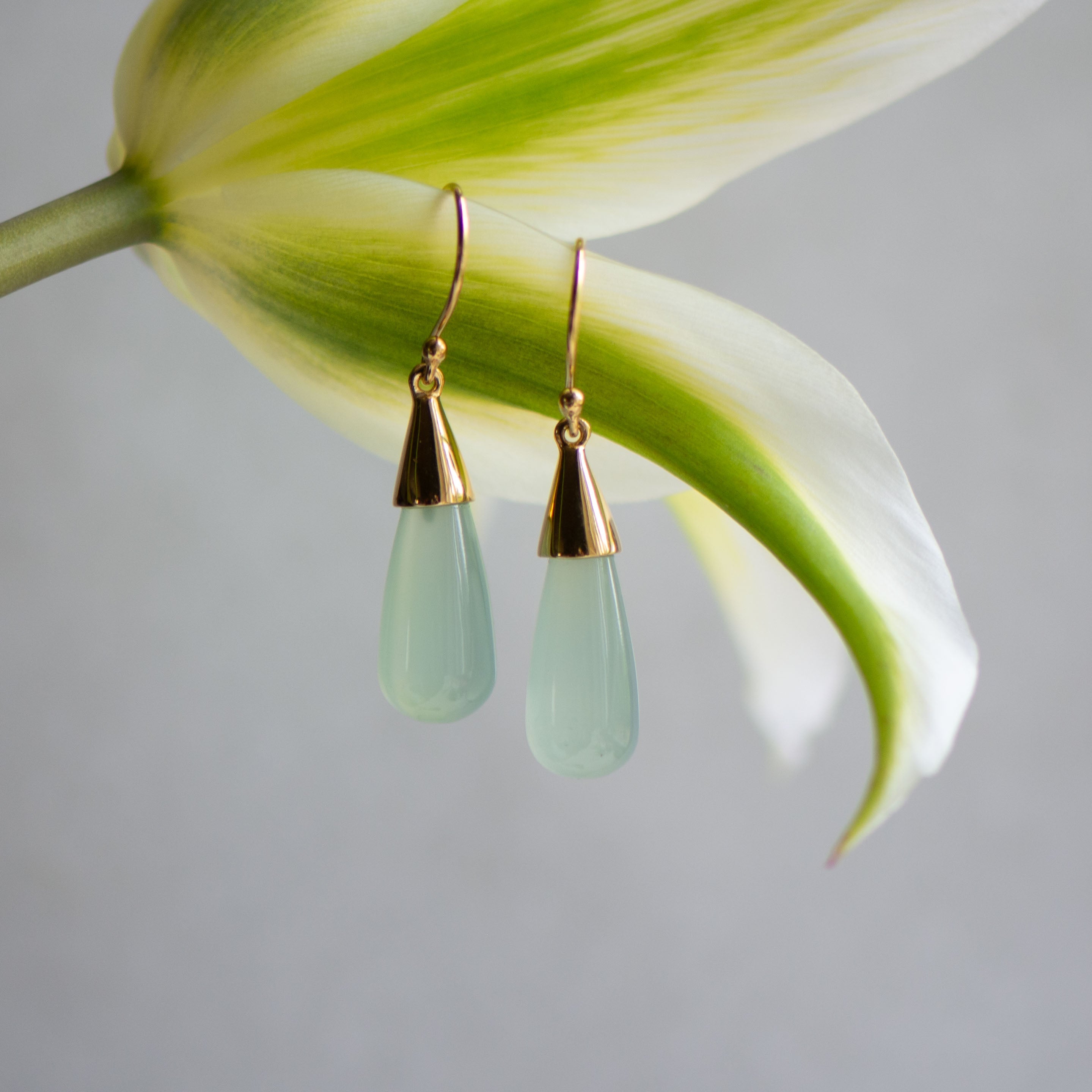 Oasis Drop Earrings in Gold and Aqua Chalcedony