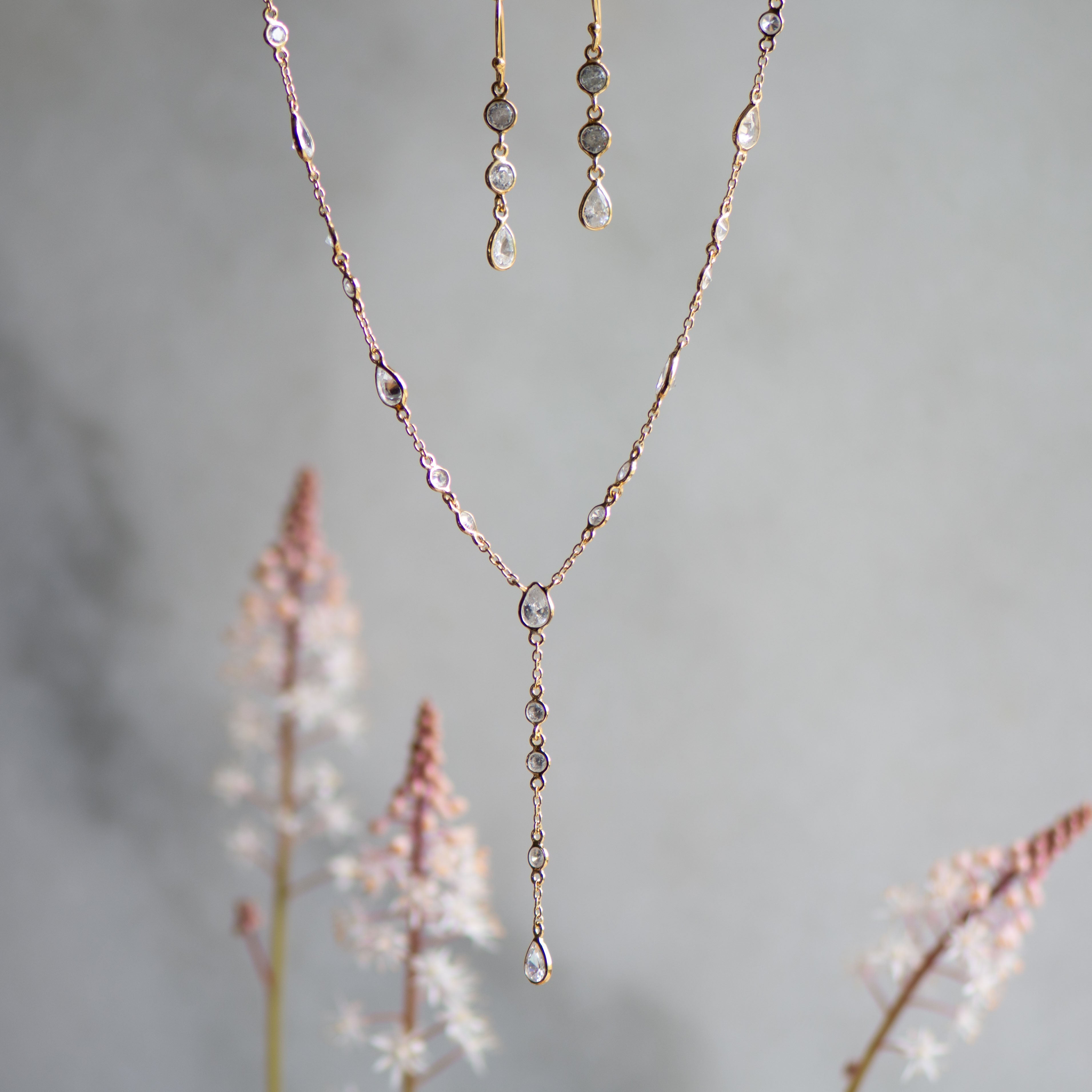 The Y Drop Necklace in Zirconia