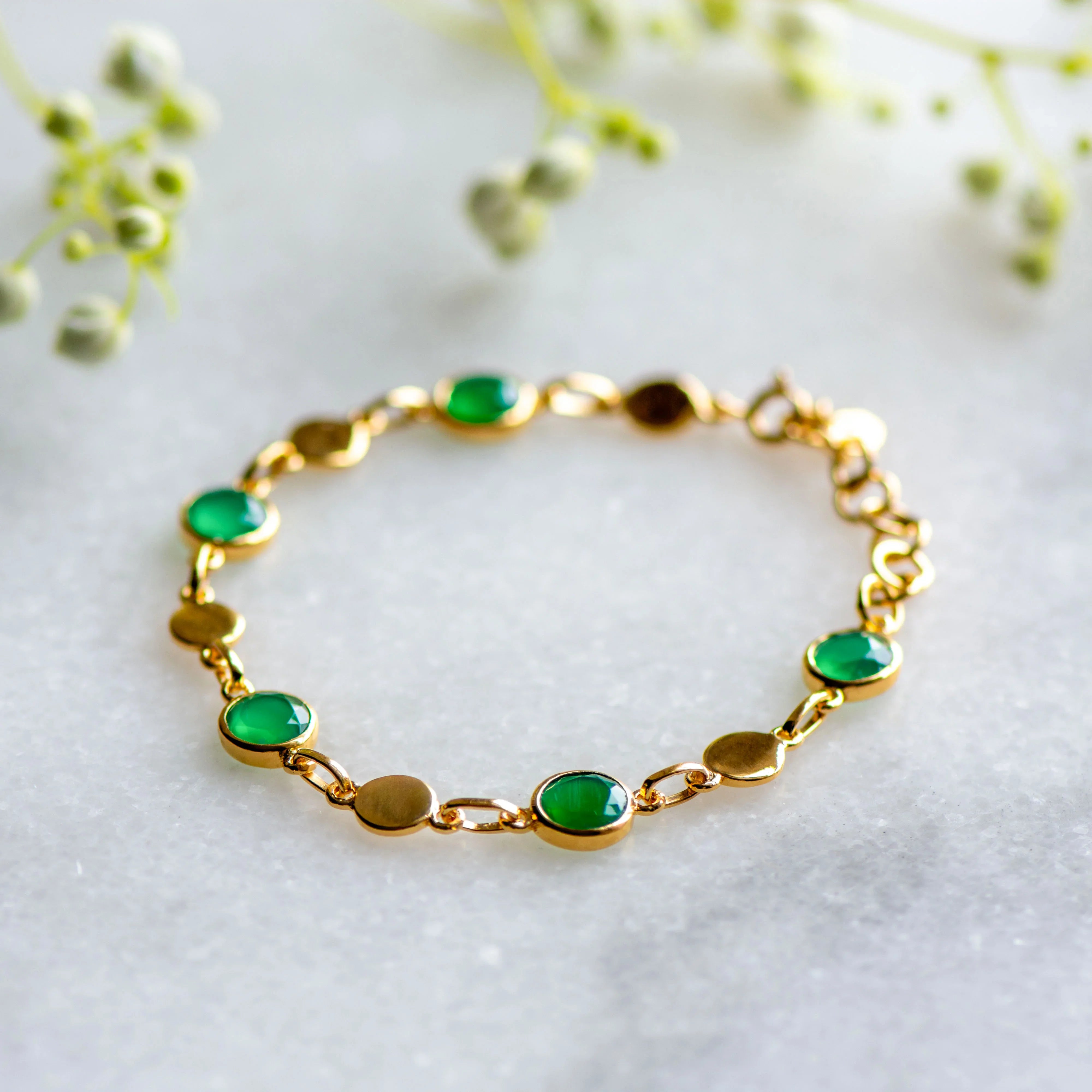 The Coco Bracelet in Gold and Green Onyx