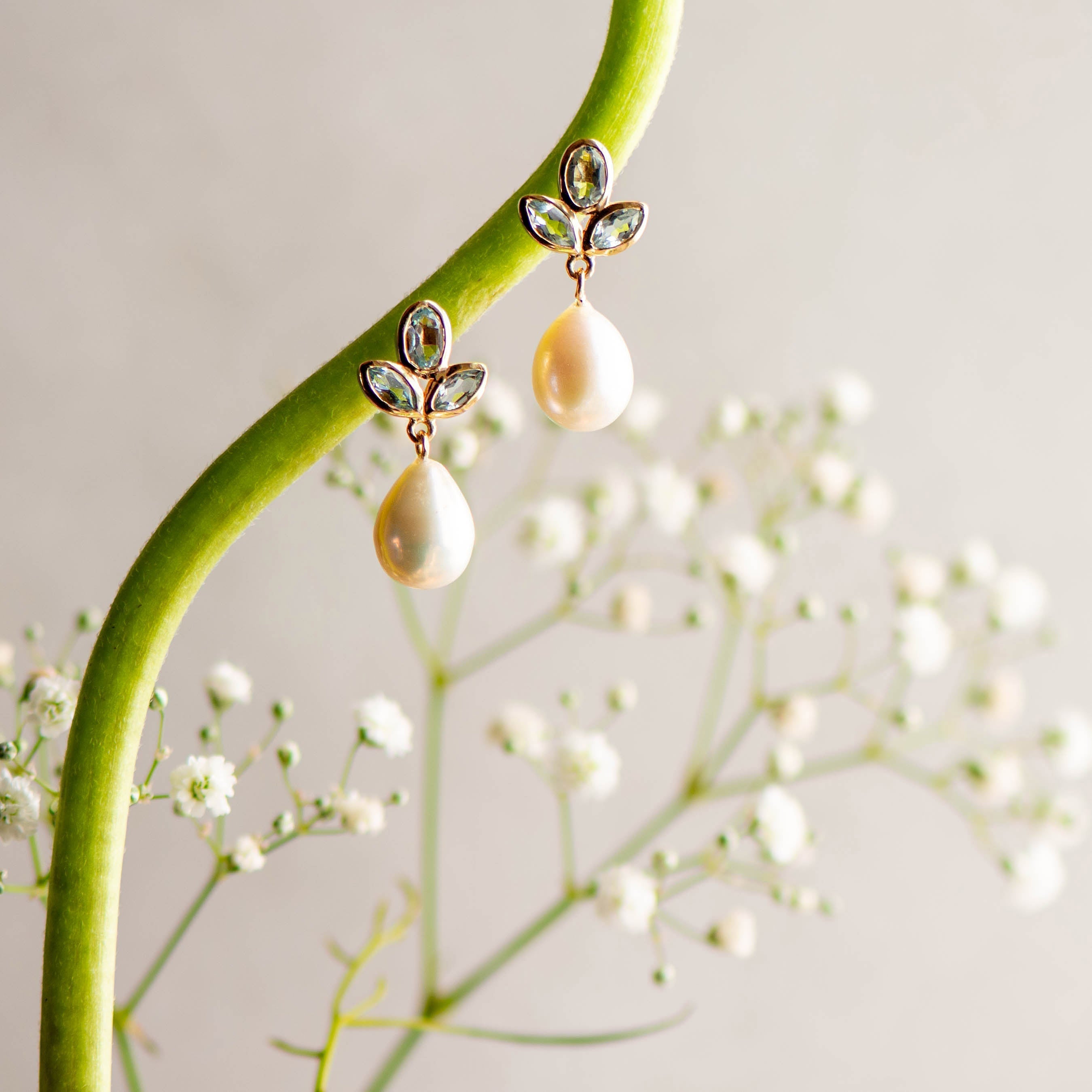 Topaz and Pearl Angel Drops