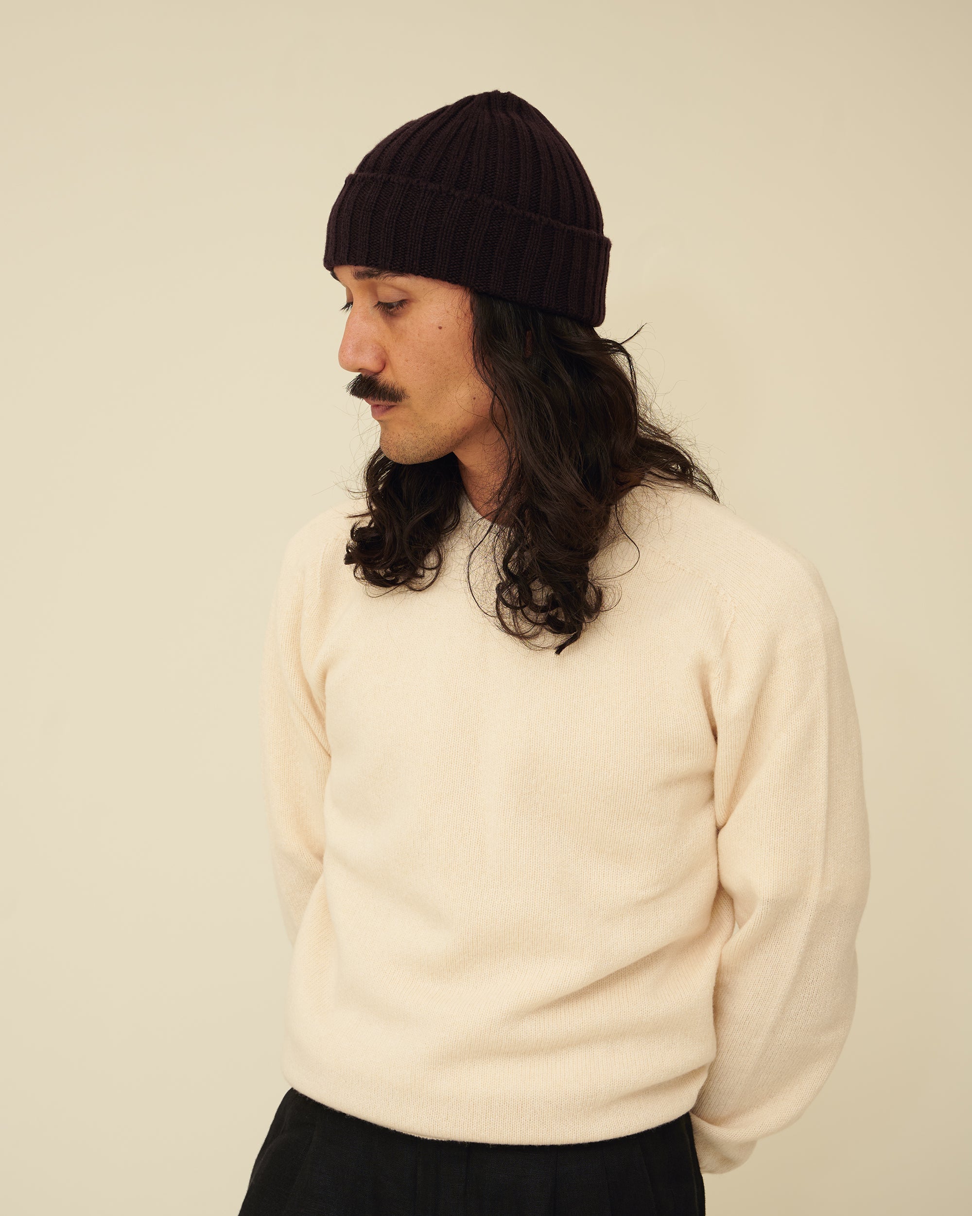 Merino Lambswool Beanie - Dark Brown (Knitted-to-Order)