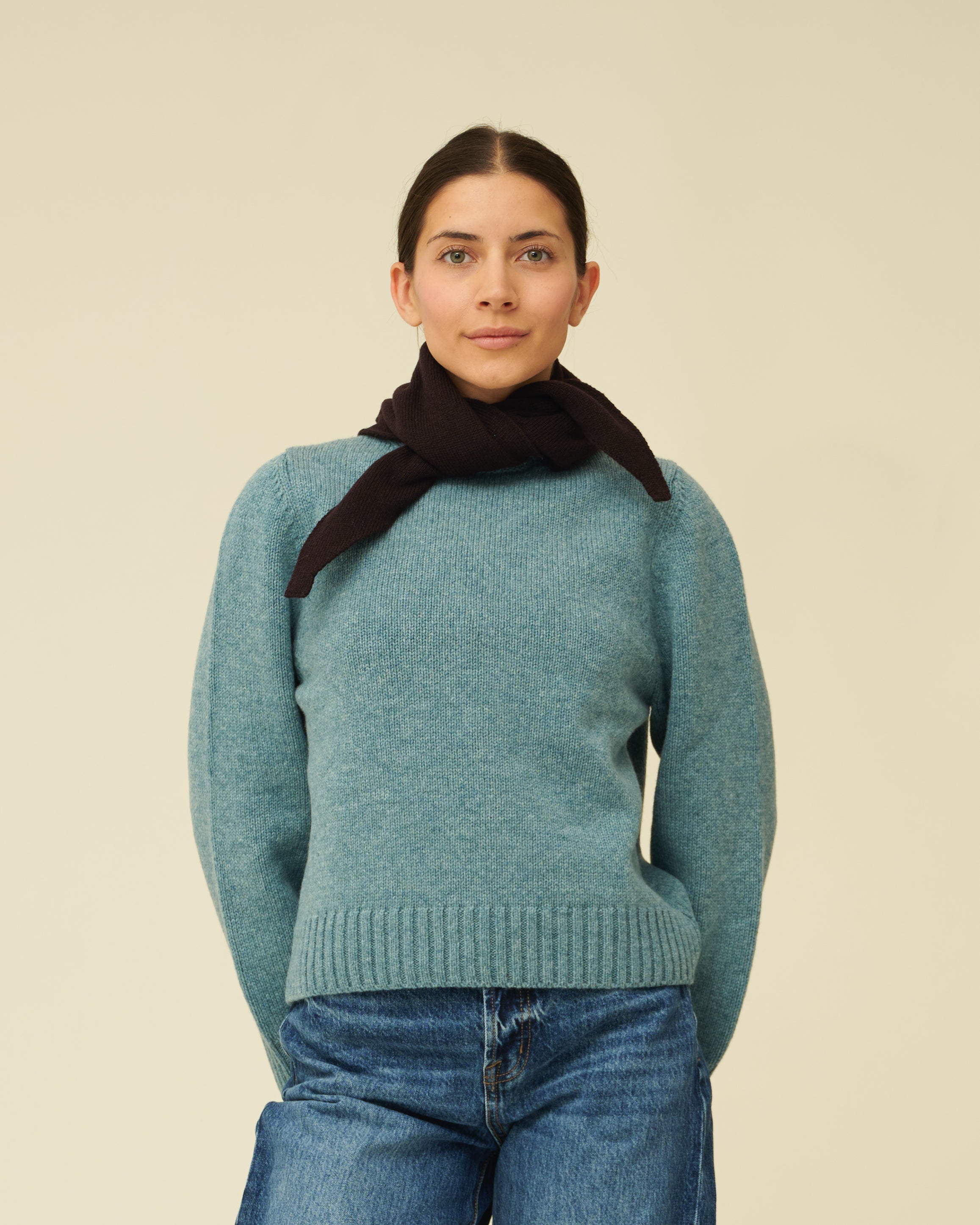 Merino Lambswool Neckerchief - Dark Brown (Knitted-to-Order)