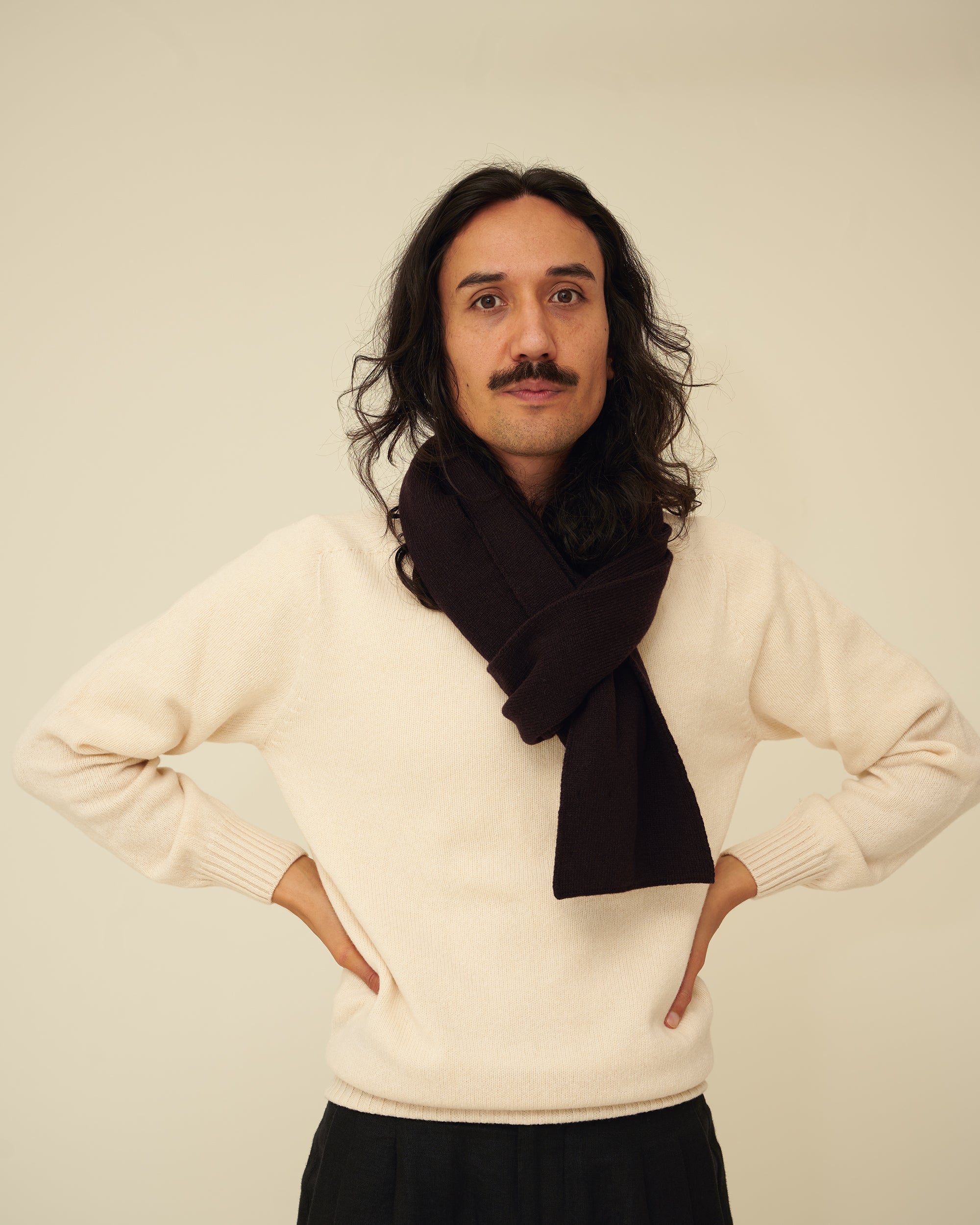 Merino Lambswool Scarf - Dark Brown (Knitted-to-Order)