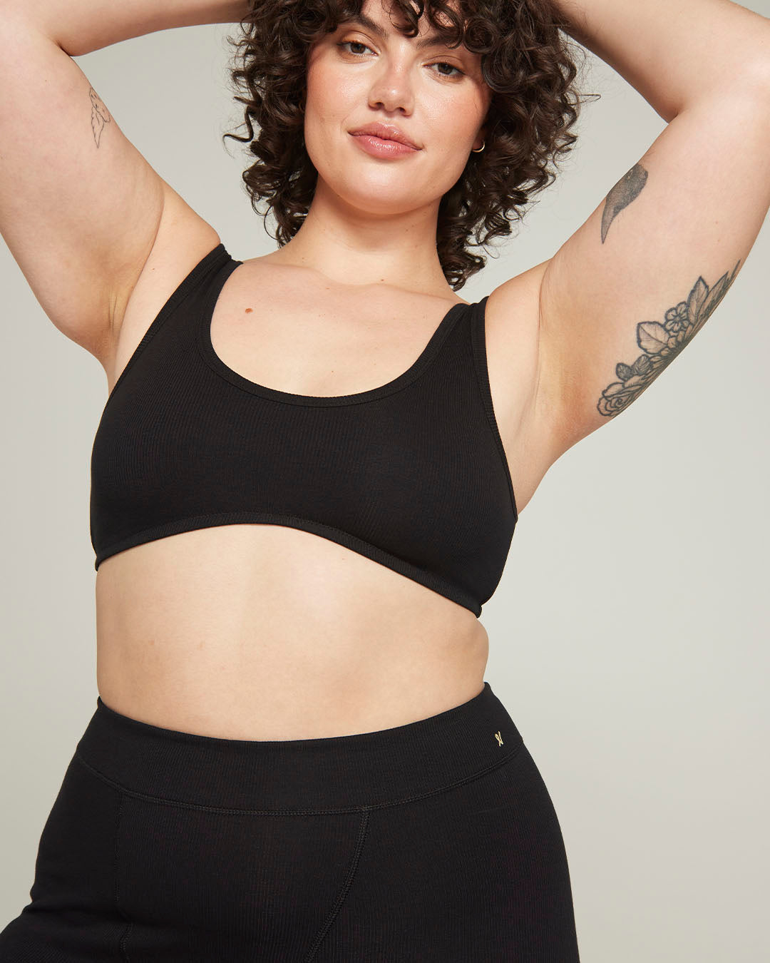 The Organic Cotton Dip Front Bralette - Black