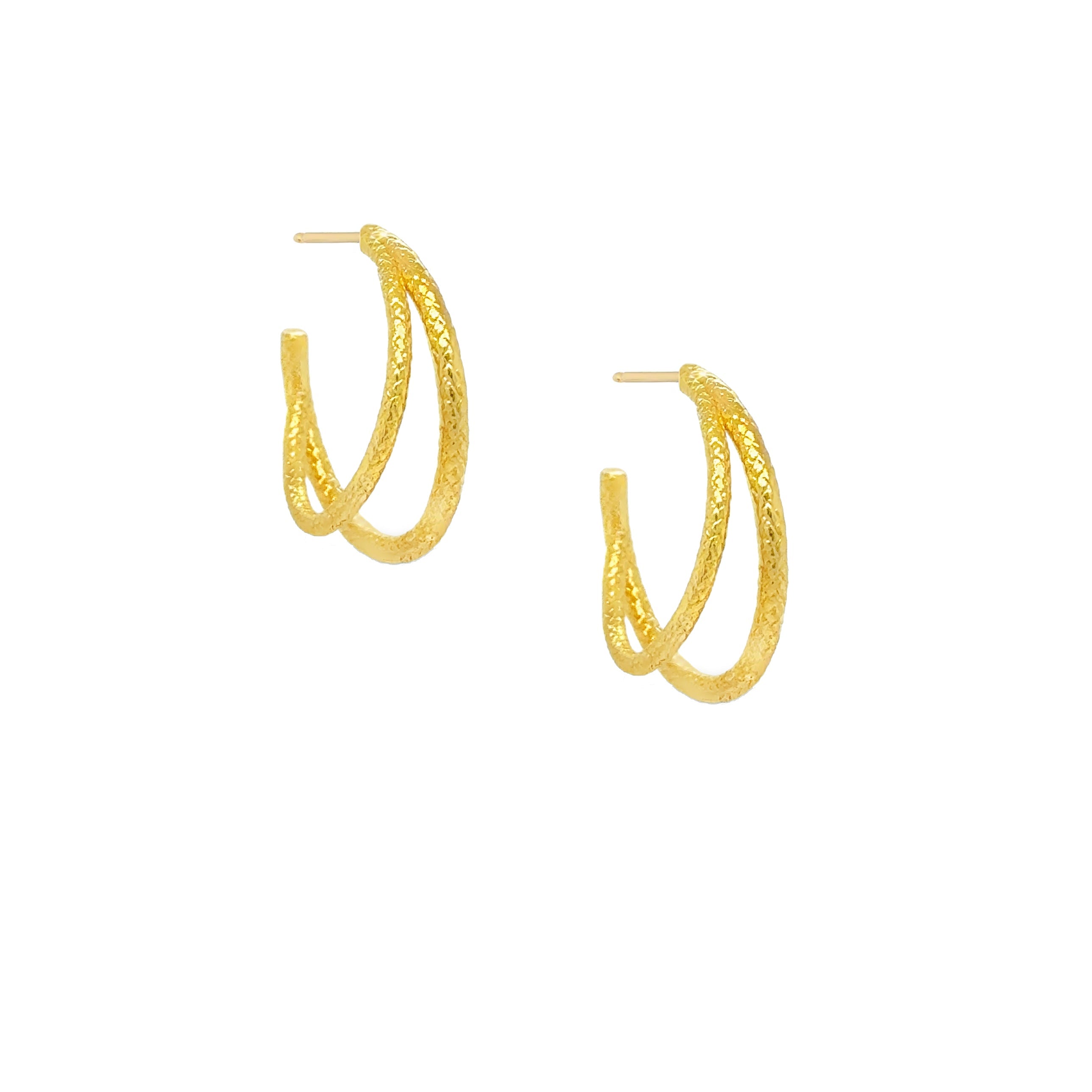 Double Sun Ray Hoop Earrings