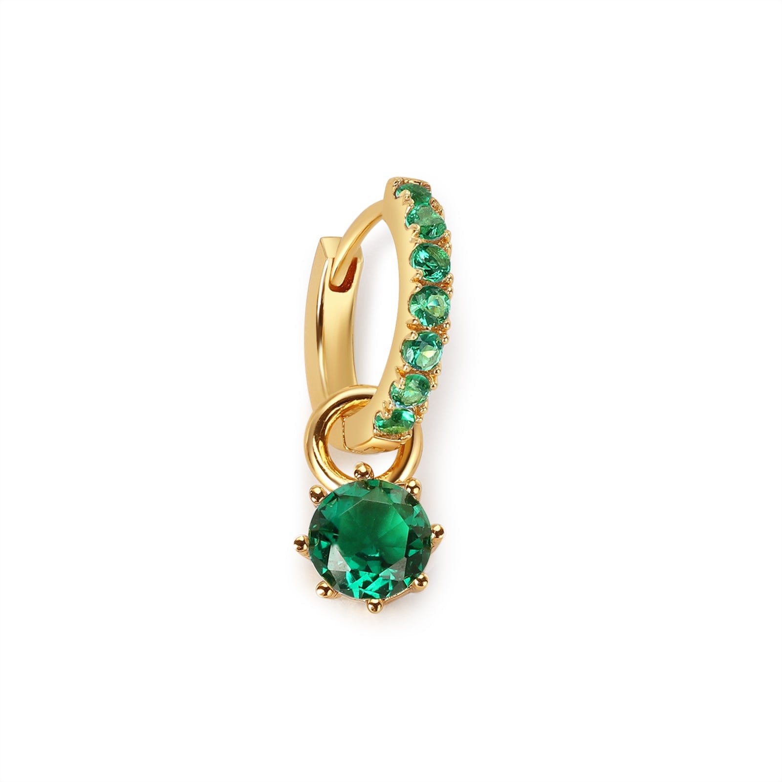 Emerald Hoops in Gold