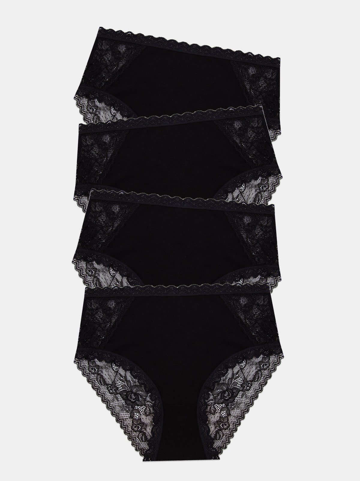 Eco Lace High Rise Knicker Four Pack - Black