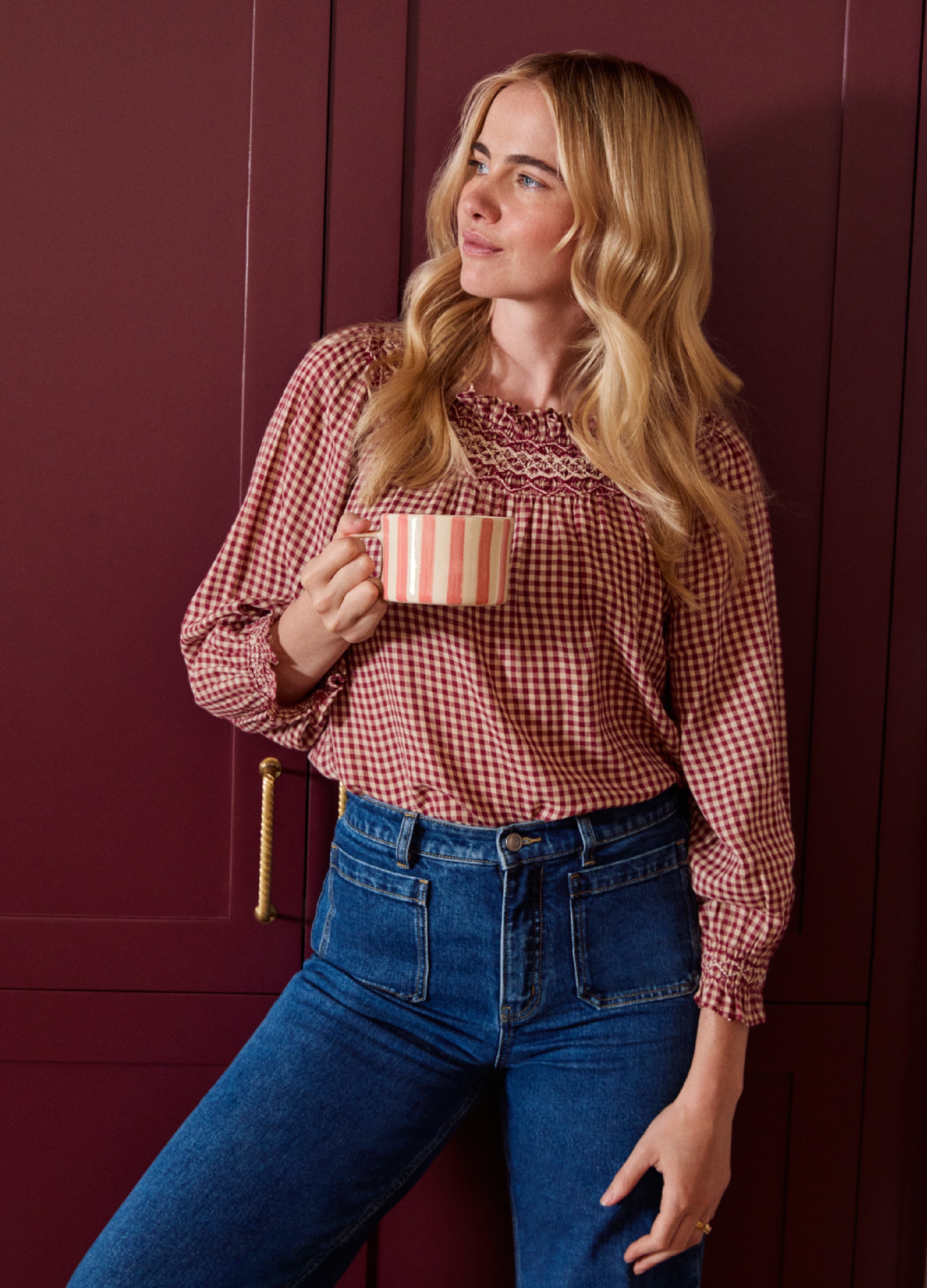 Georgie Blouse - Rust Gingham