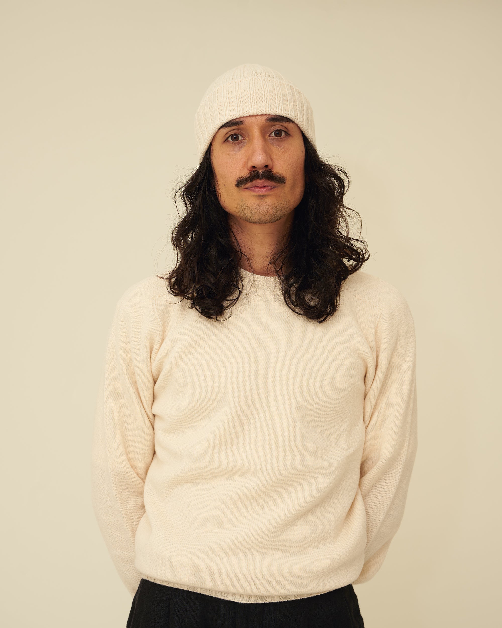 Merino Lambswool Beanie - Ecru (Knitted-to-Order)