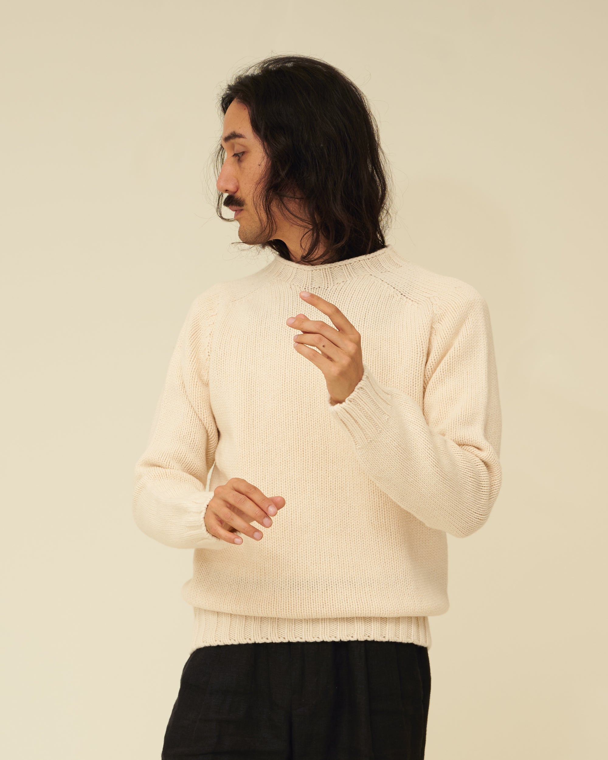 Chunky Merino Lambswool Jumper - Ecru (Knitted-to-Order)