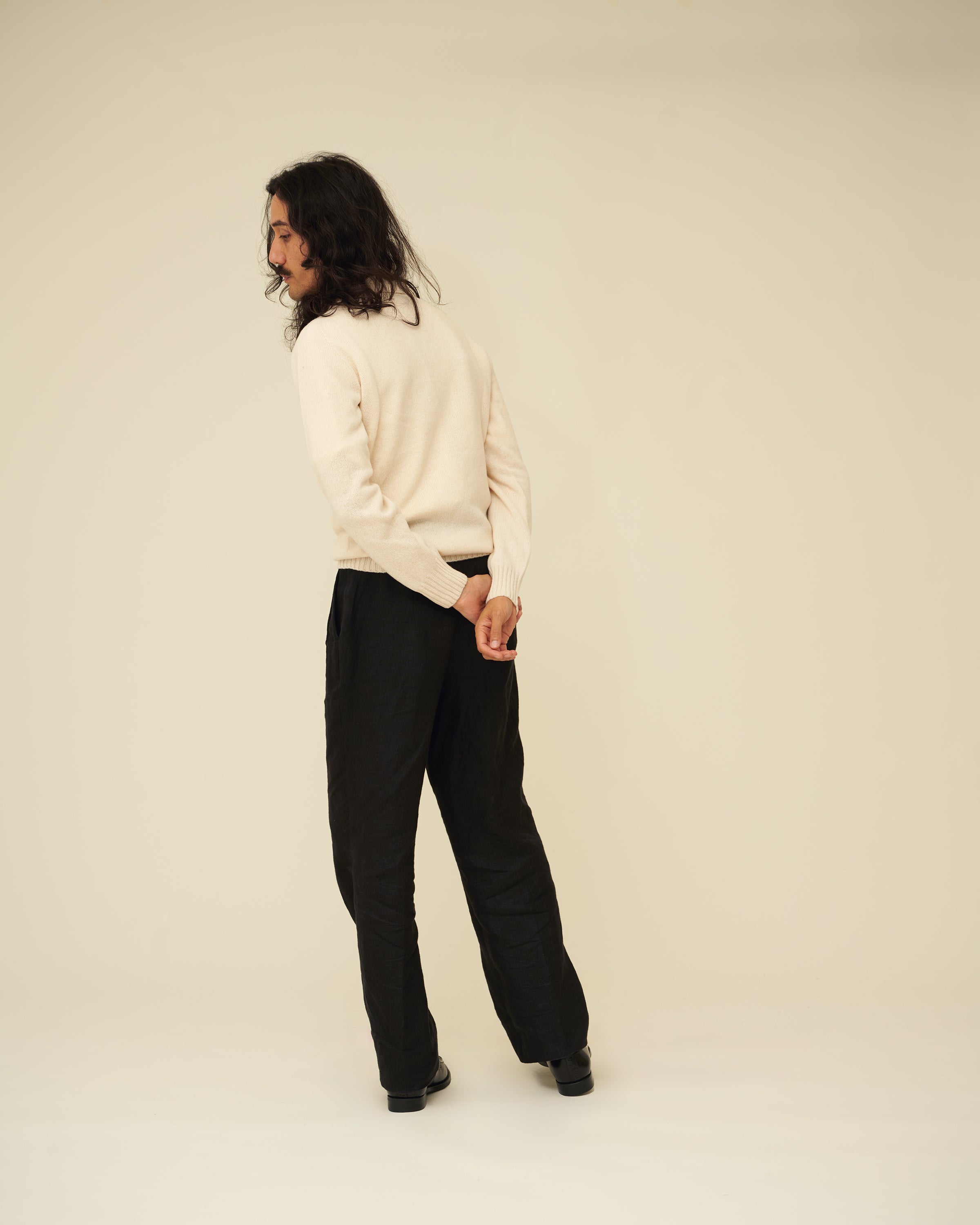 Merino Lambswool Rugby Jumper - Ecru (Knitted-to-Order)