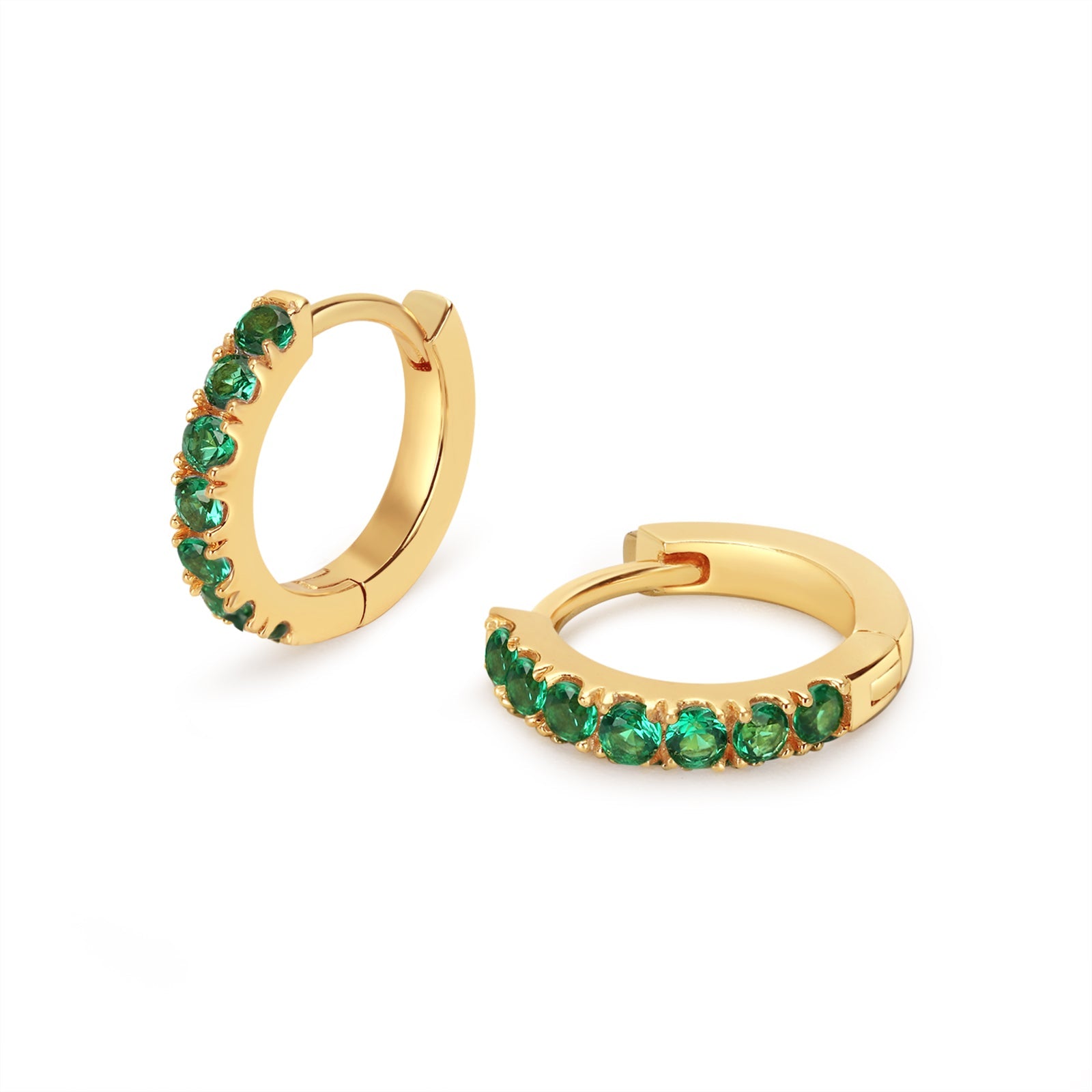 Emerald Hoops in Gold