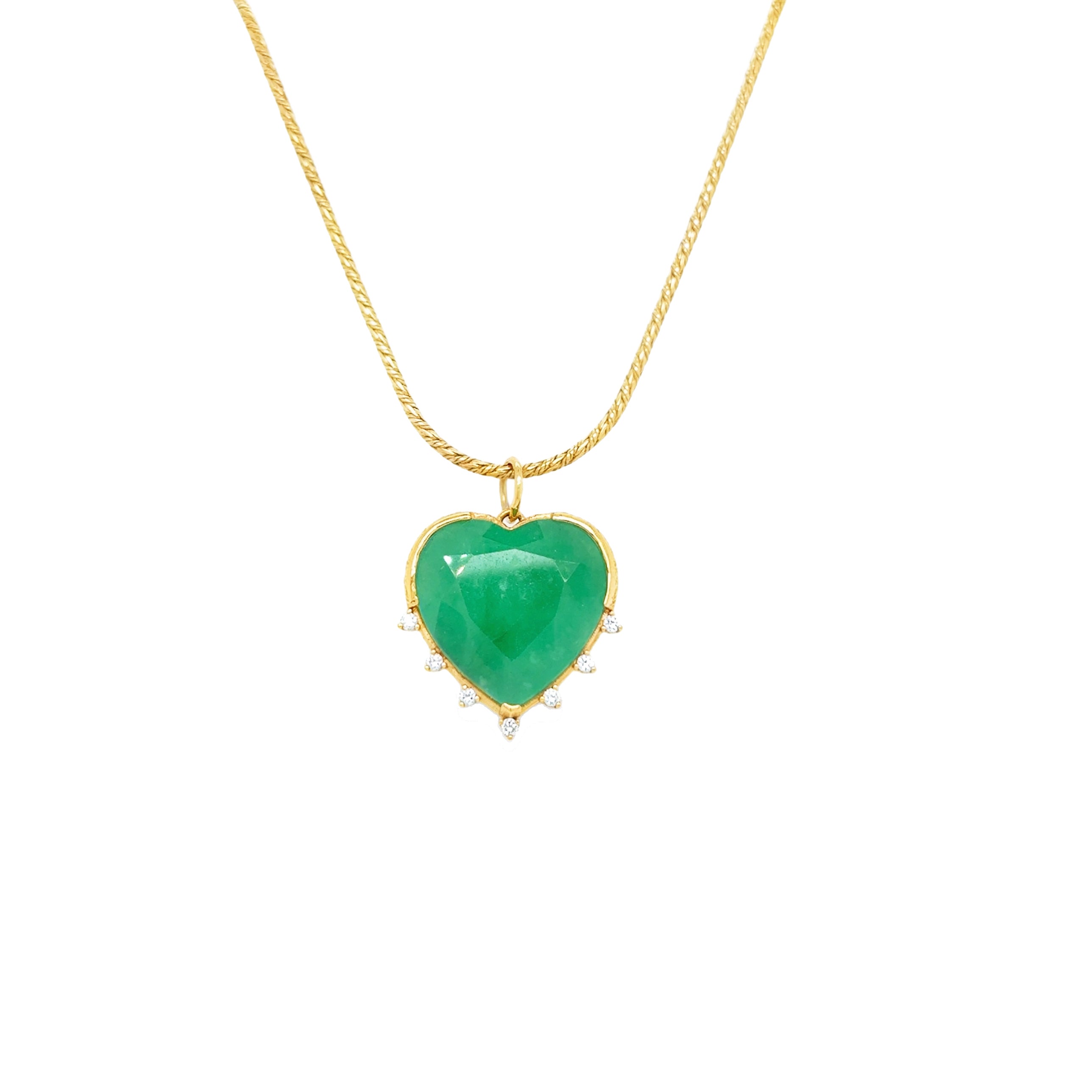 Zenu Emerald and Diamond Heart Charm - Large