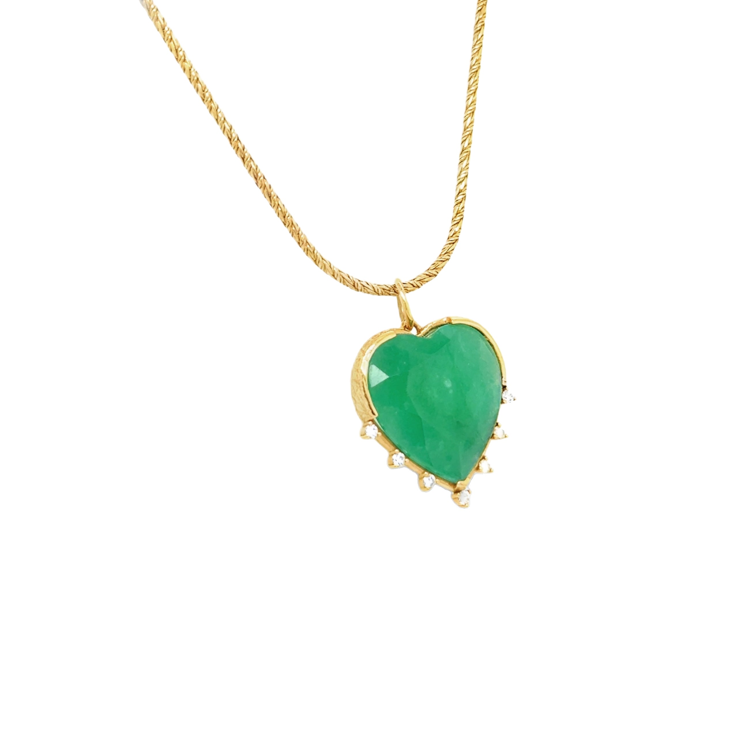 Zenu Emerald and Diamond Heart Charm - Large
