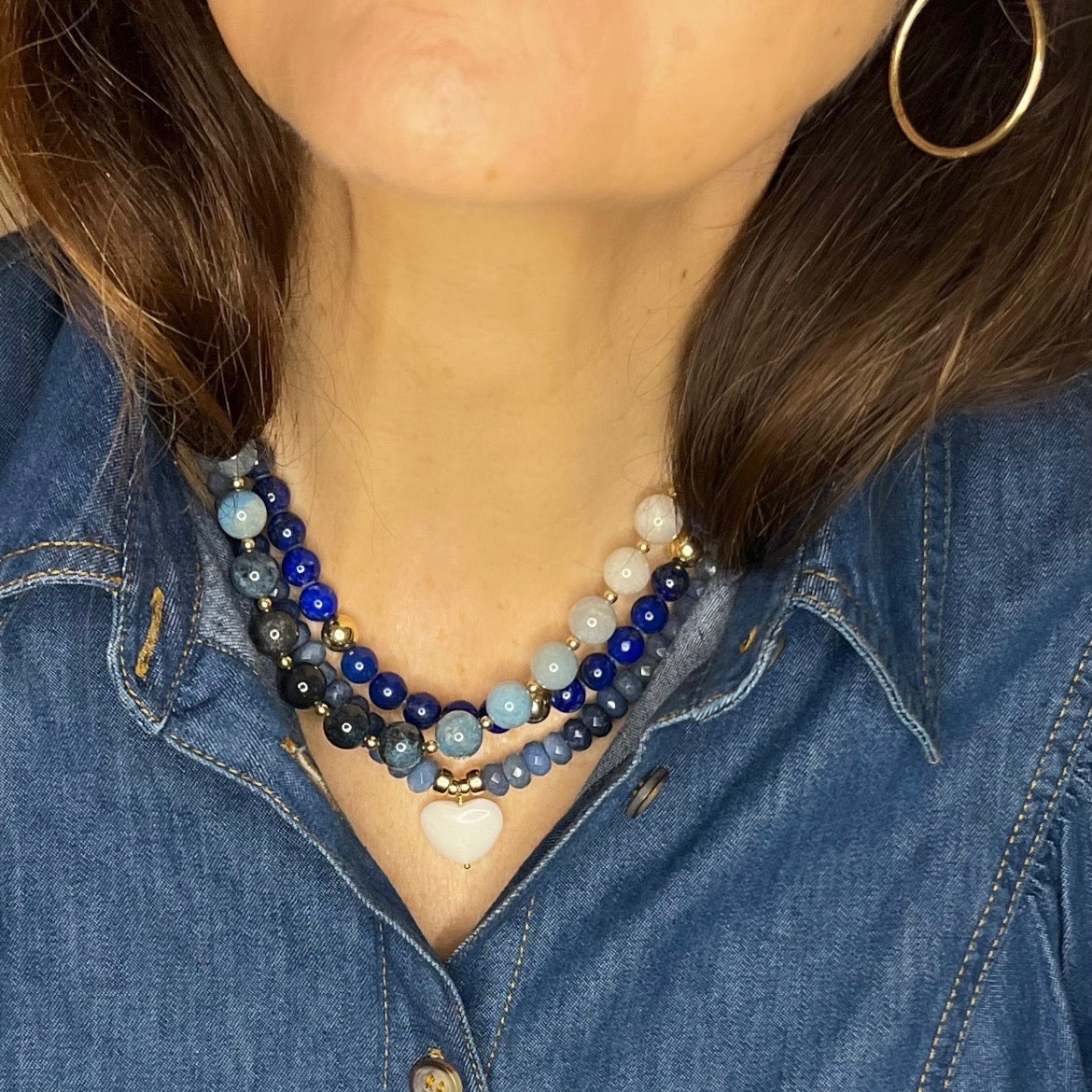 Ombre Trolleite Bubblegum & Gold Beads Necklace (2 Sizes)