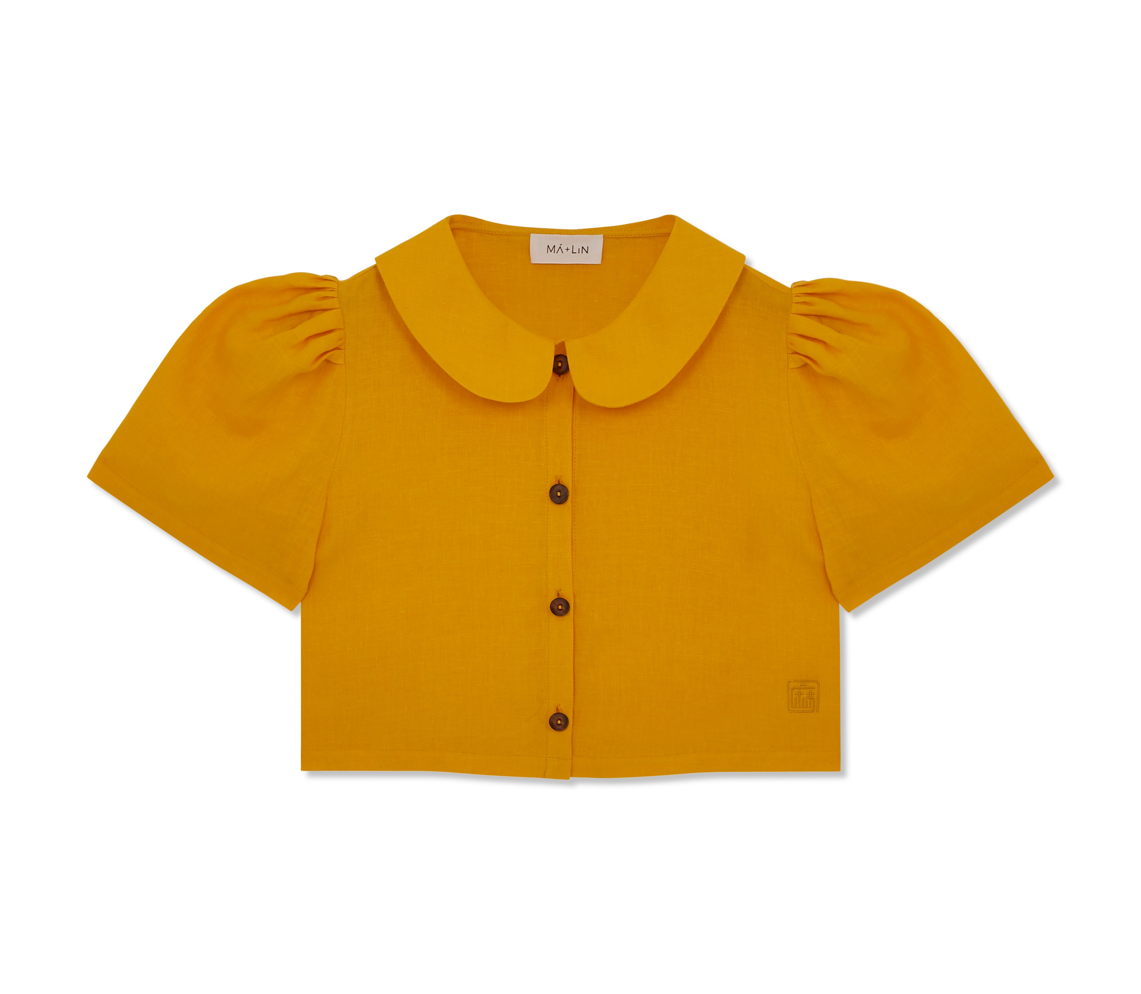 Frances Linen Cropped Blouse - Marigold