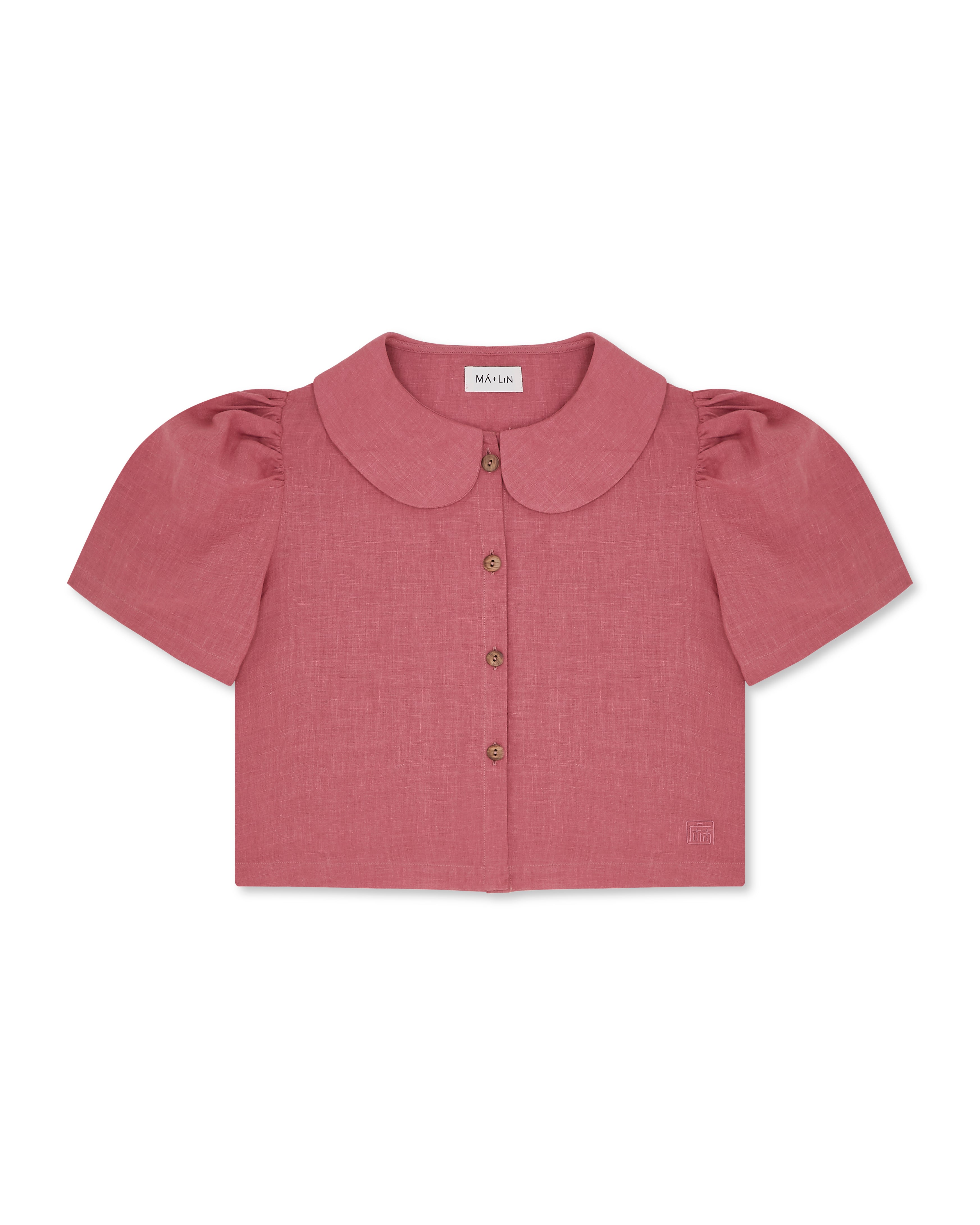 Frances Linen Cropped Blouse - Berry