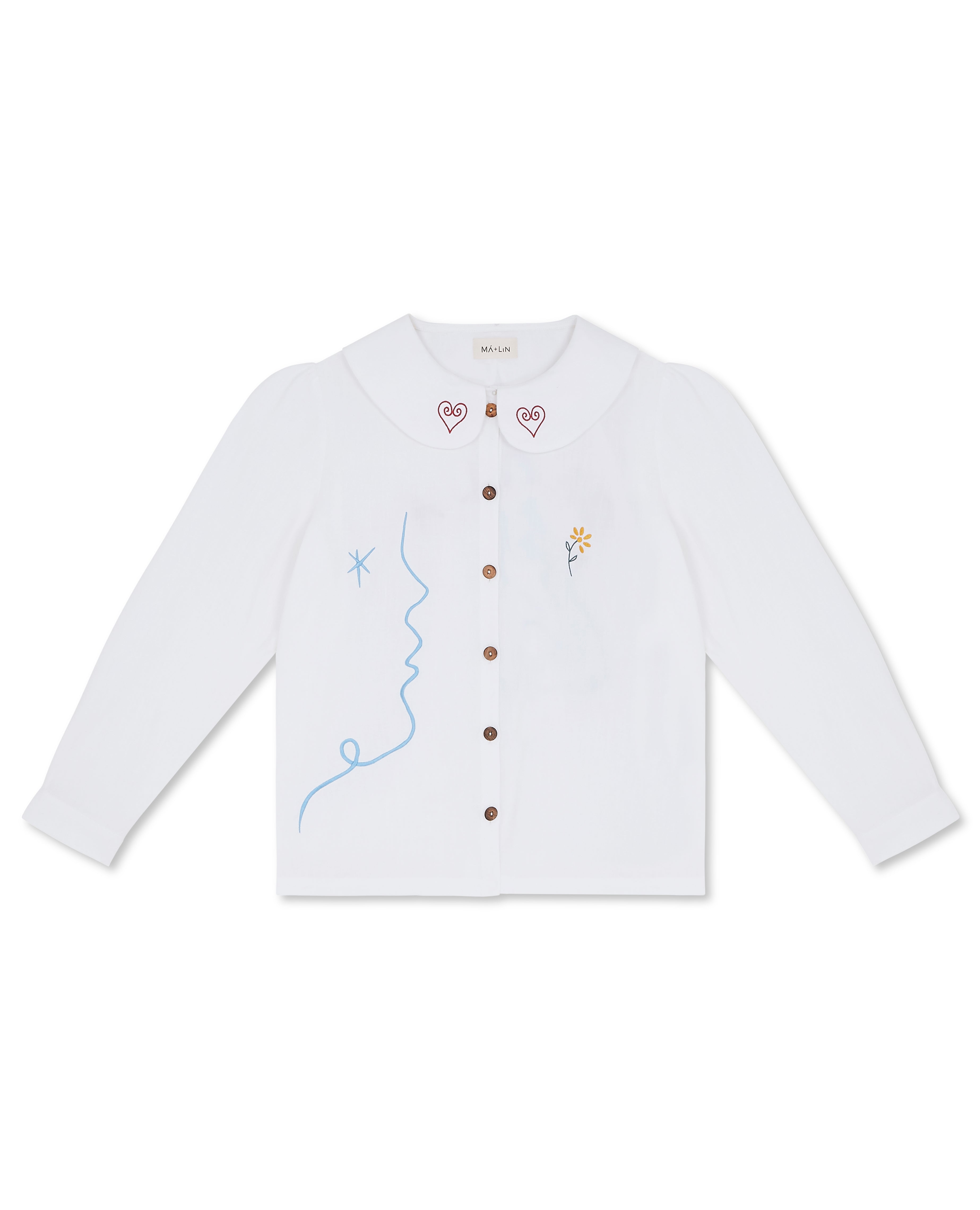 Embroidered Claudine Linen Blouse - White x Laetitia Rouget