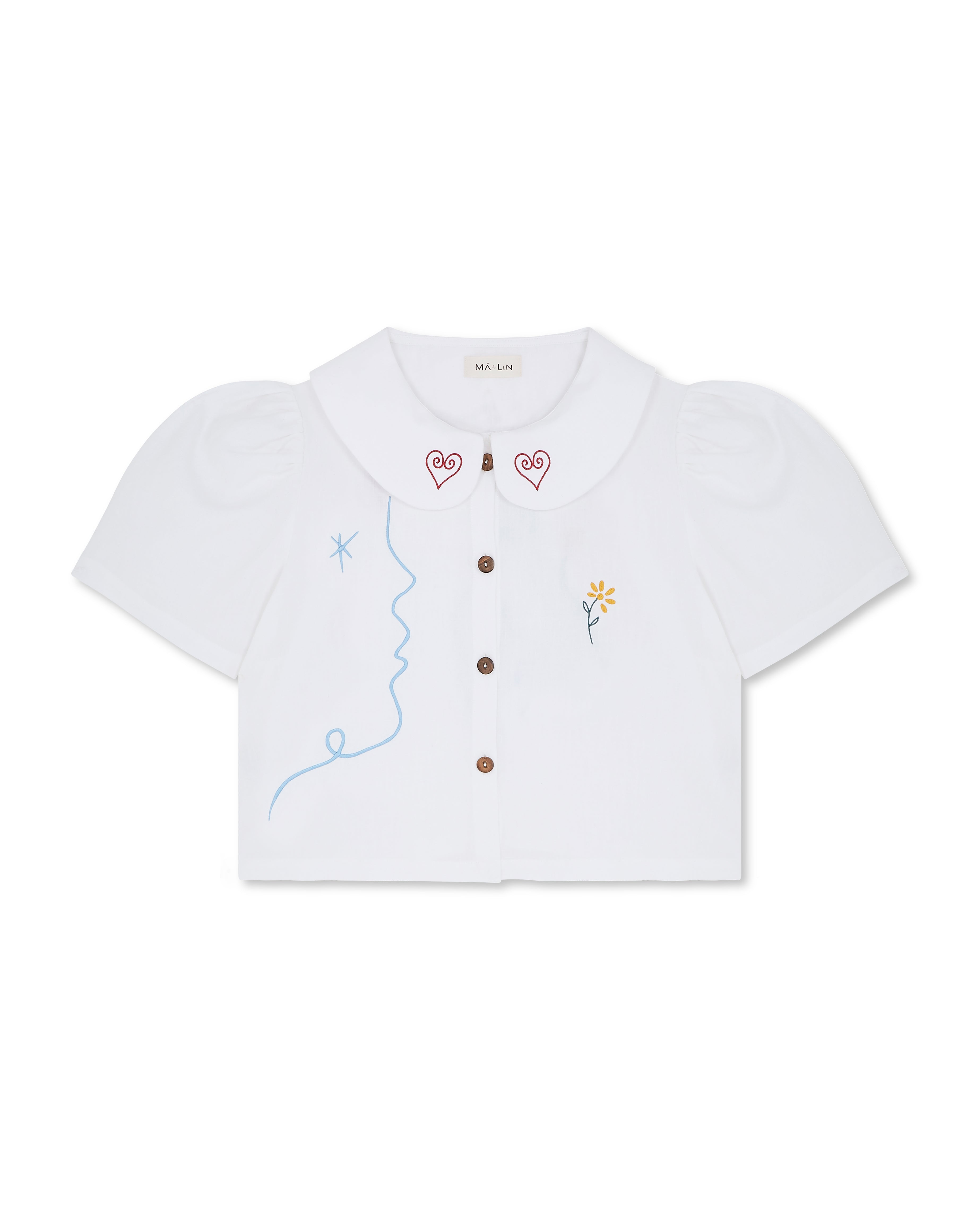 OLALA Embroidered Frances Linen Blouse - White x Laetitia Rouget