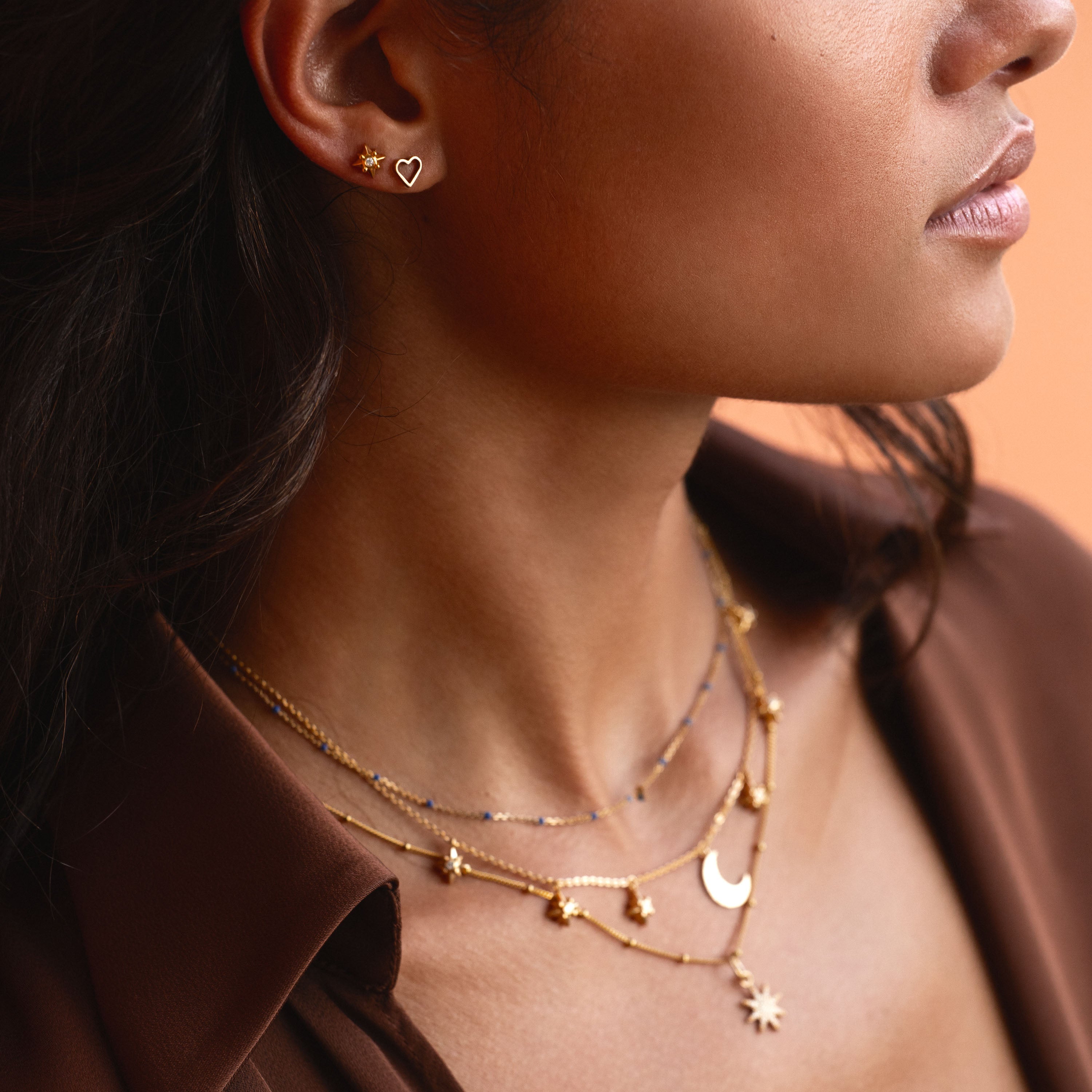 Gold Starry Night Stud Earrings