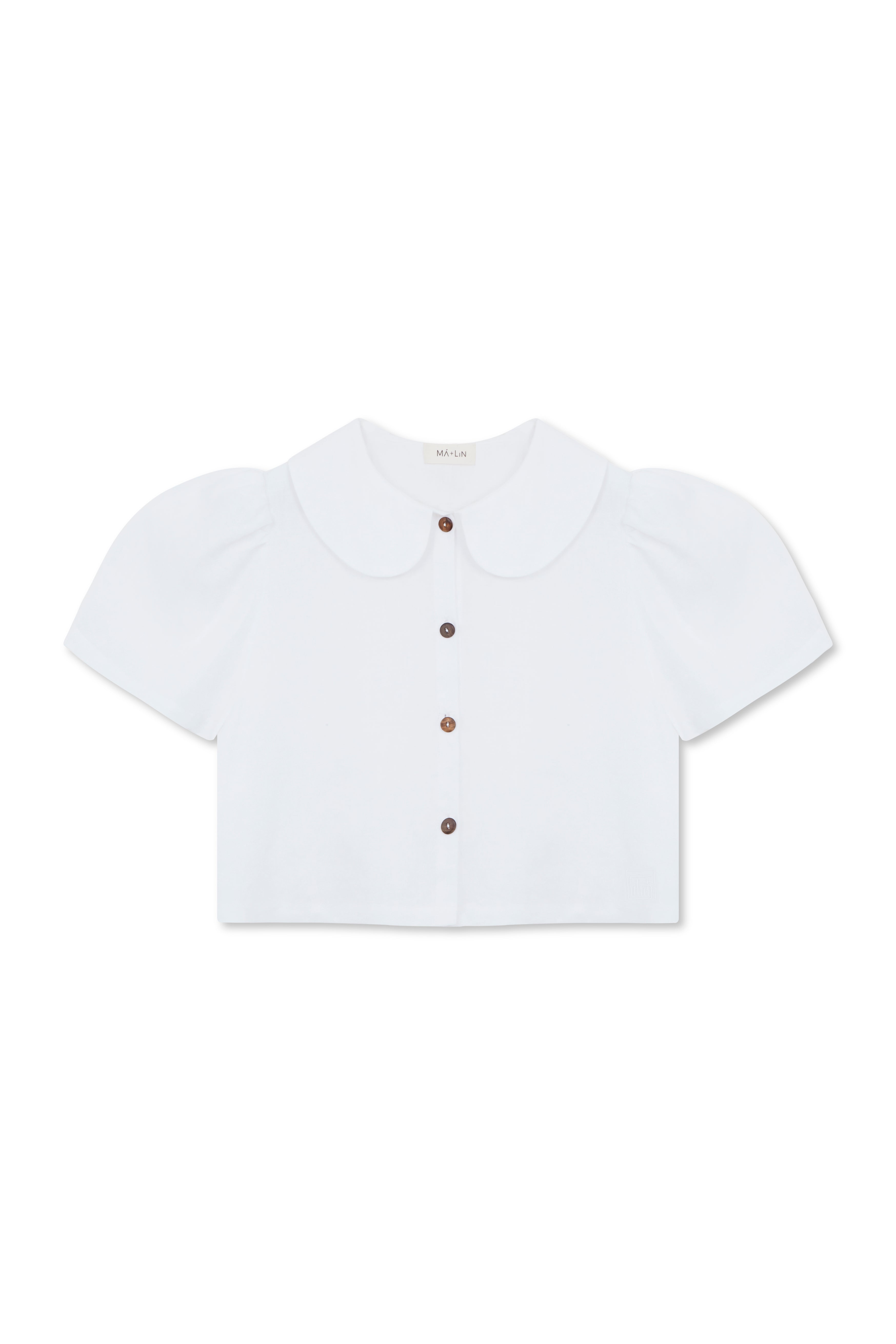 Frances Linen Cropped Blouse - White