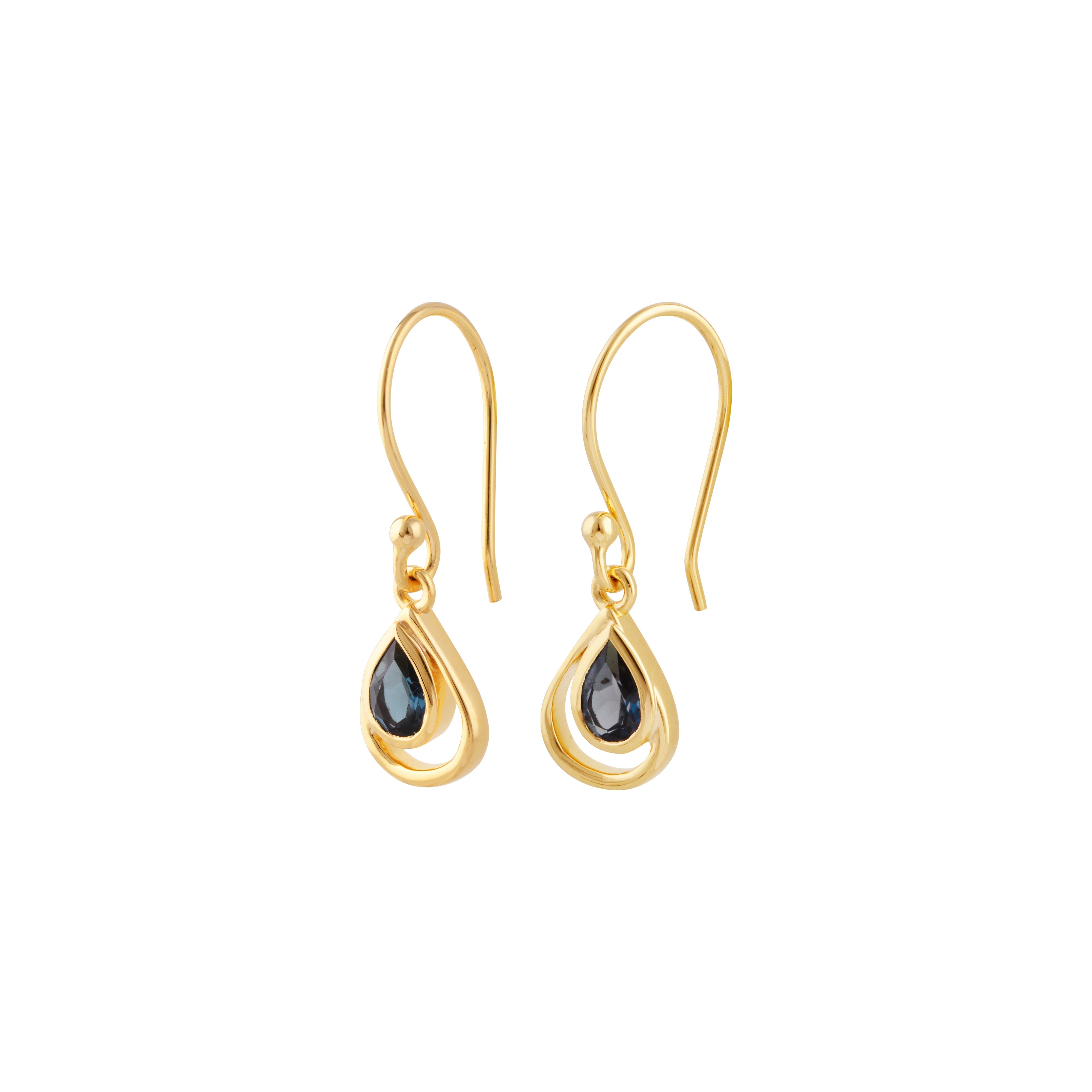 Lucky Clover Drop Earrings in Gold With London Blue Topaz