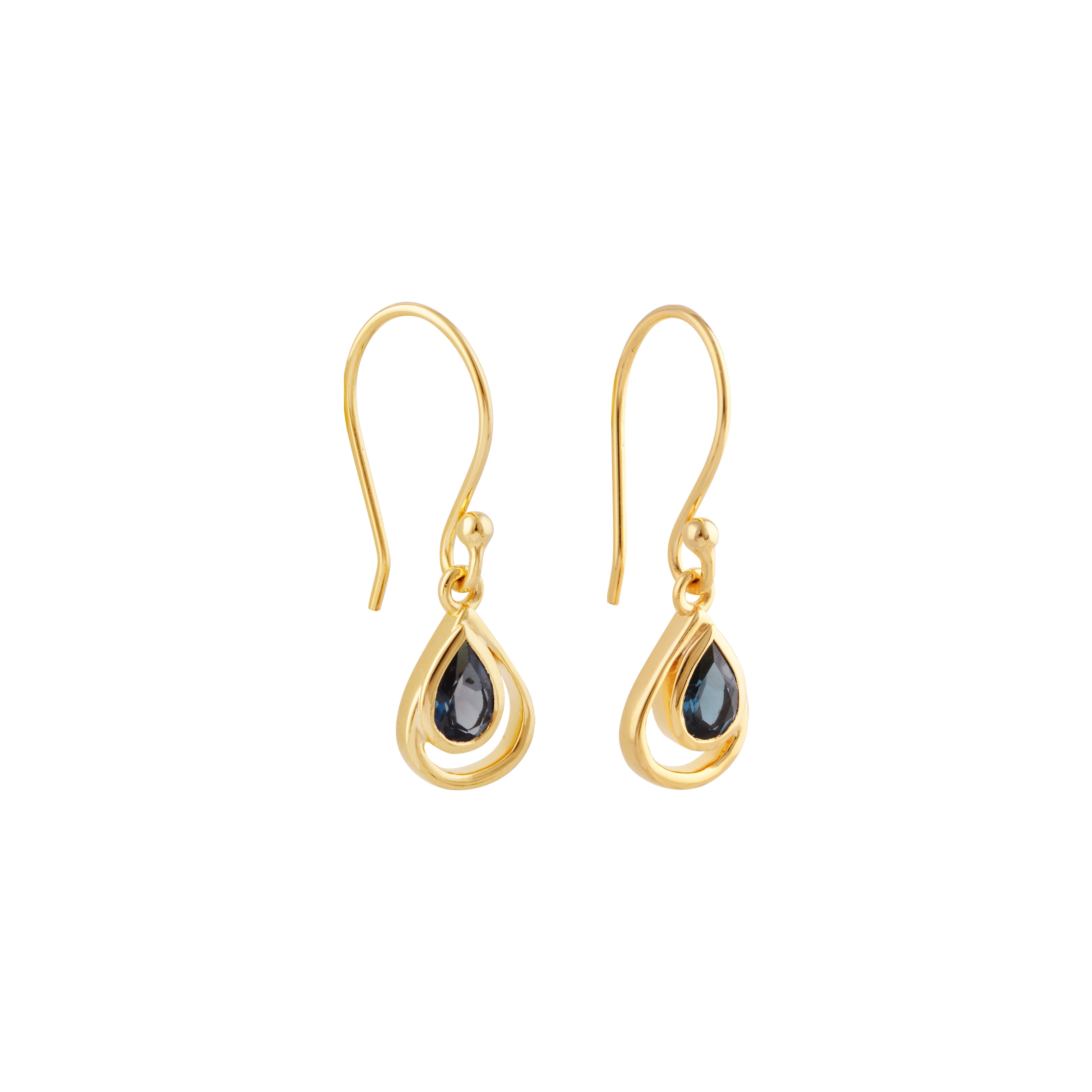 Lucky Clover Drop Earrings in Gold With London Blue Topaz